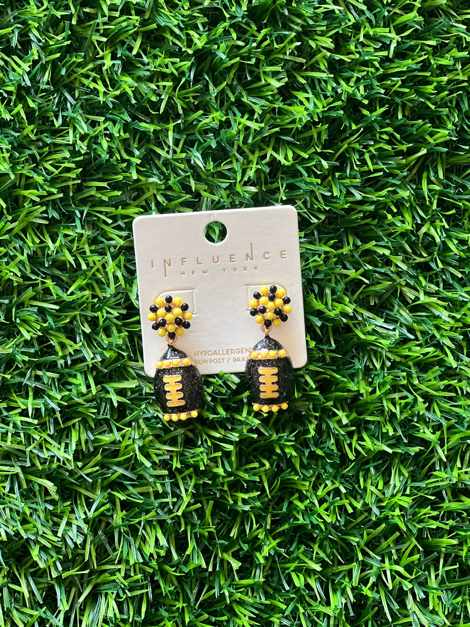 Gold & Black Football Dangles