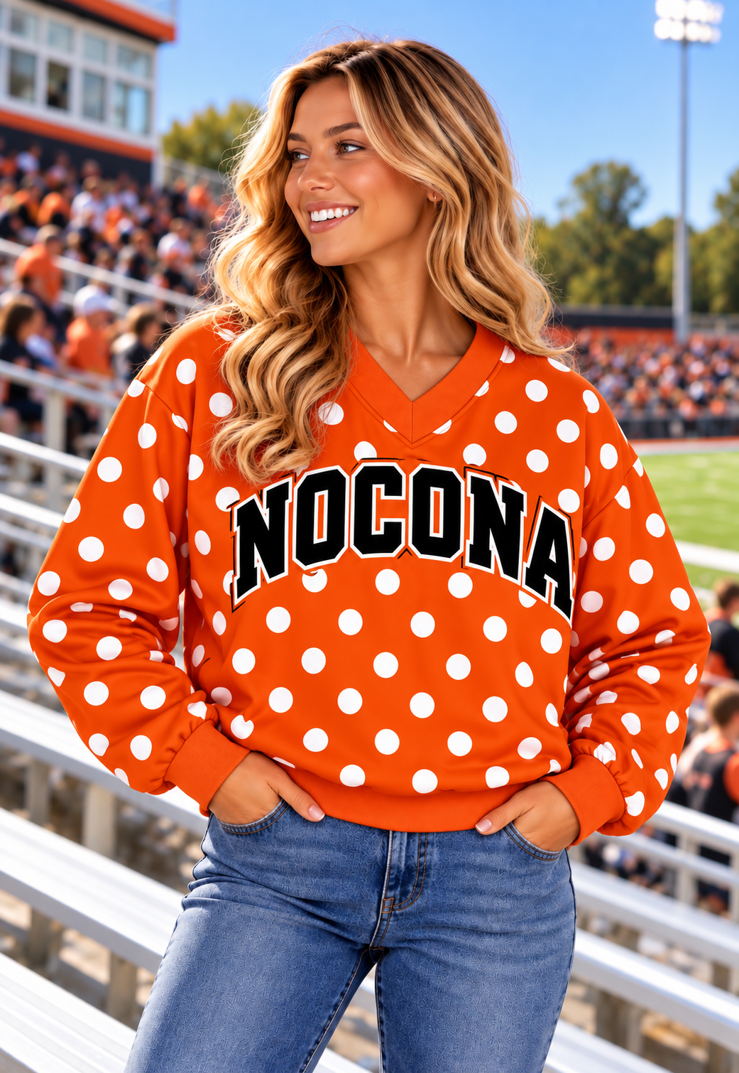 PREORDER | Nocona Orange Polka Lined Windbreaker Pullover