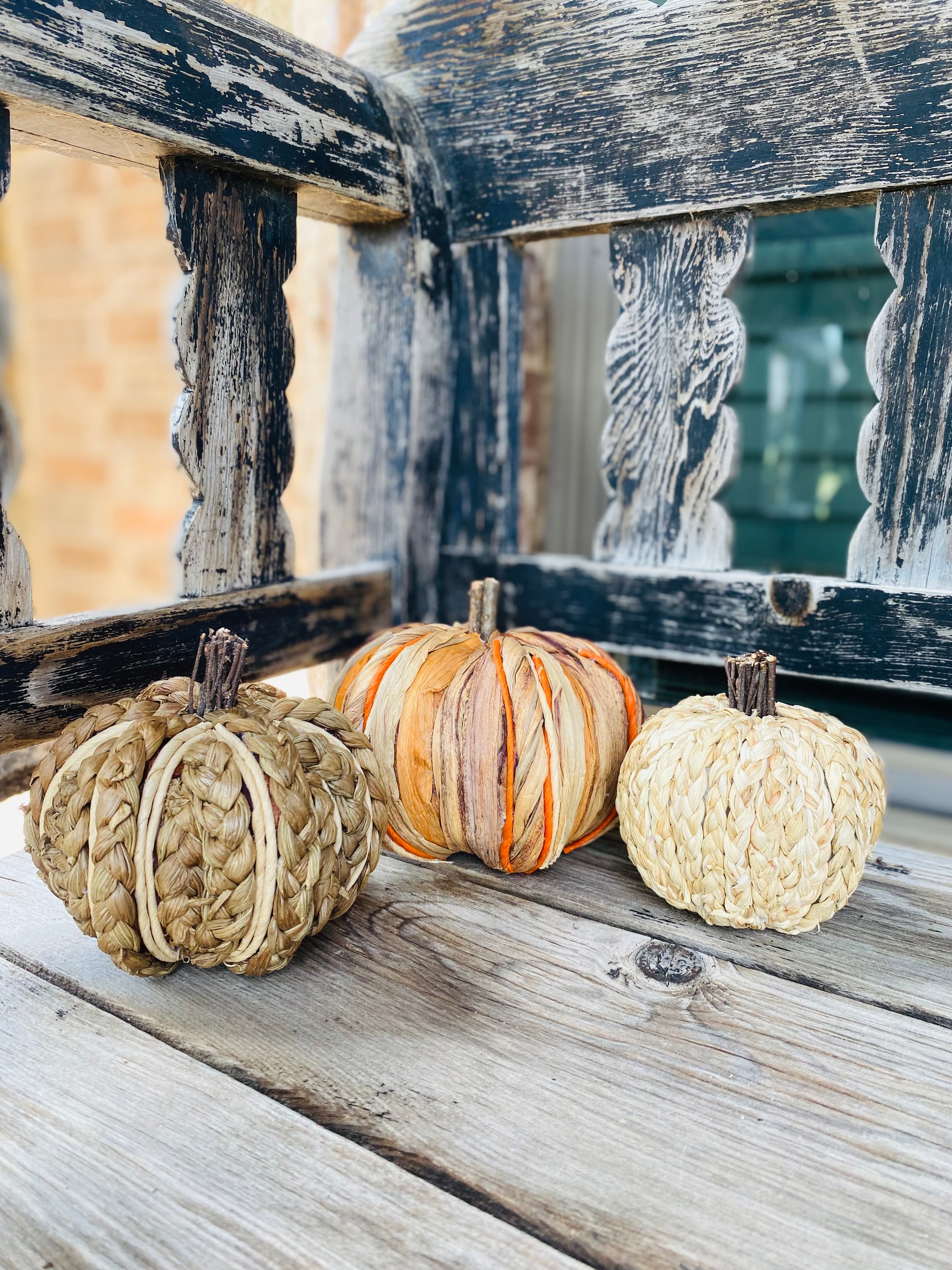 Woven Rattan Pumpkin Set