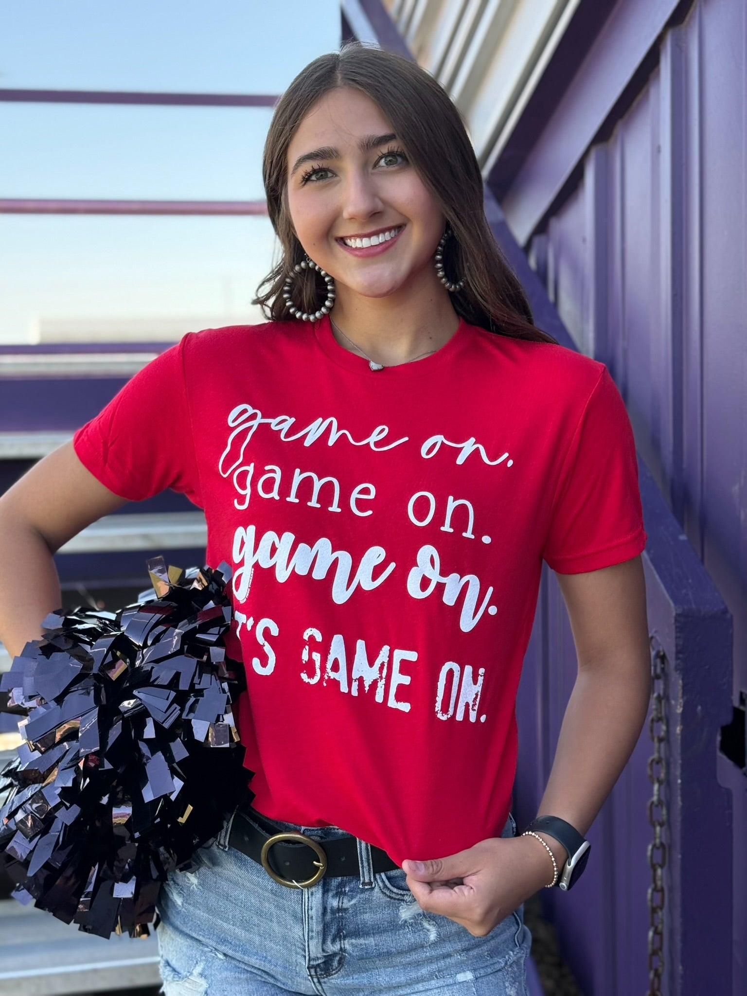 Game On Red & White Tee (small pin hole at collar-marked down)