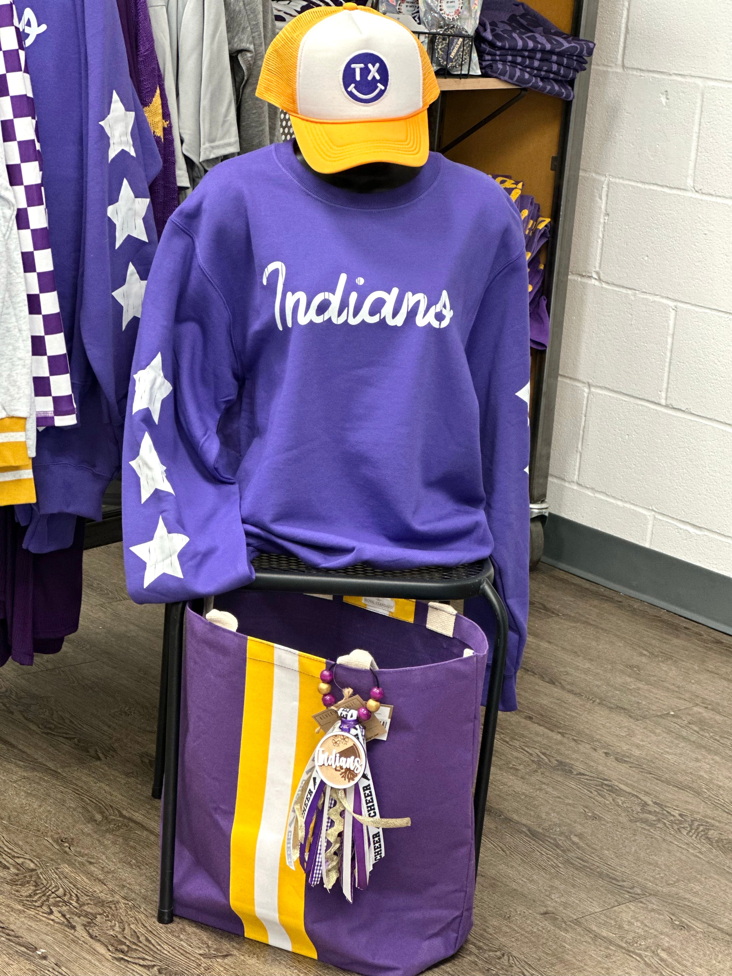 Indians Purple Star Sleeve Sweatshirt