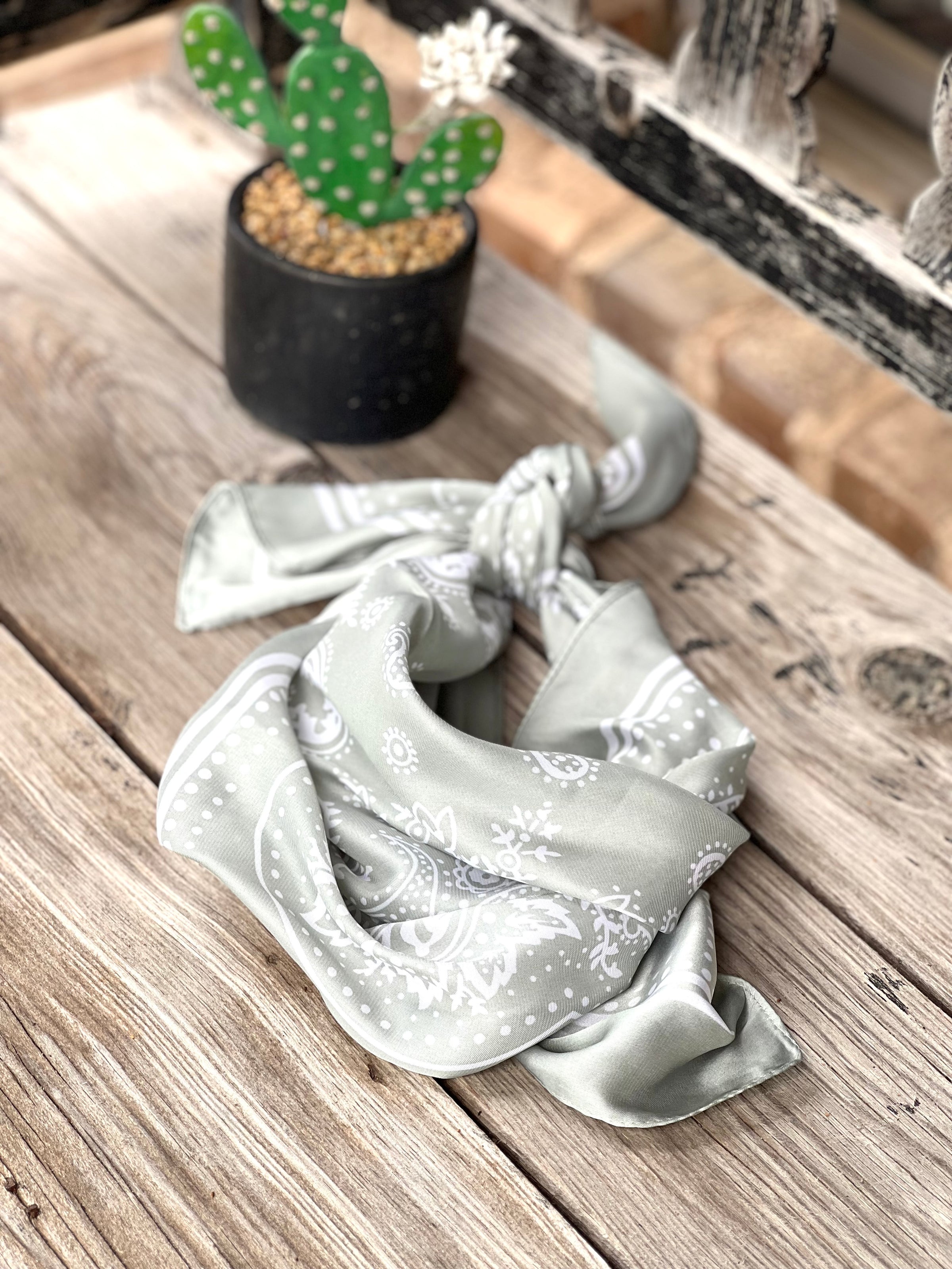 Mint Paisley Design Silk Scarf