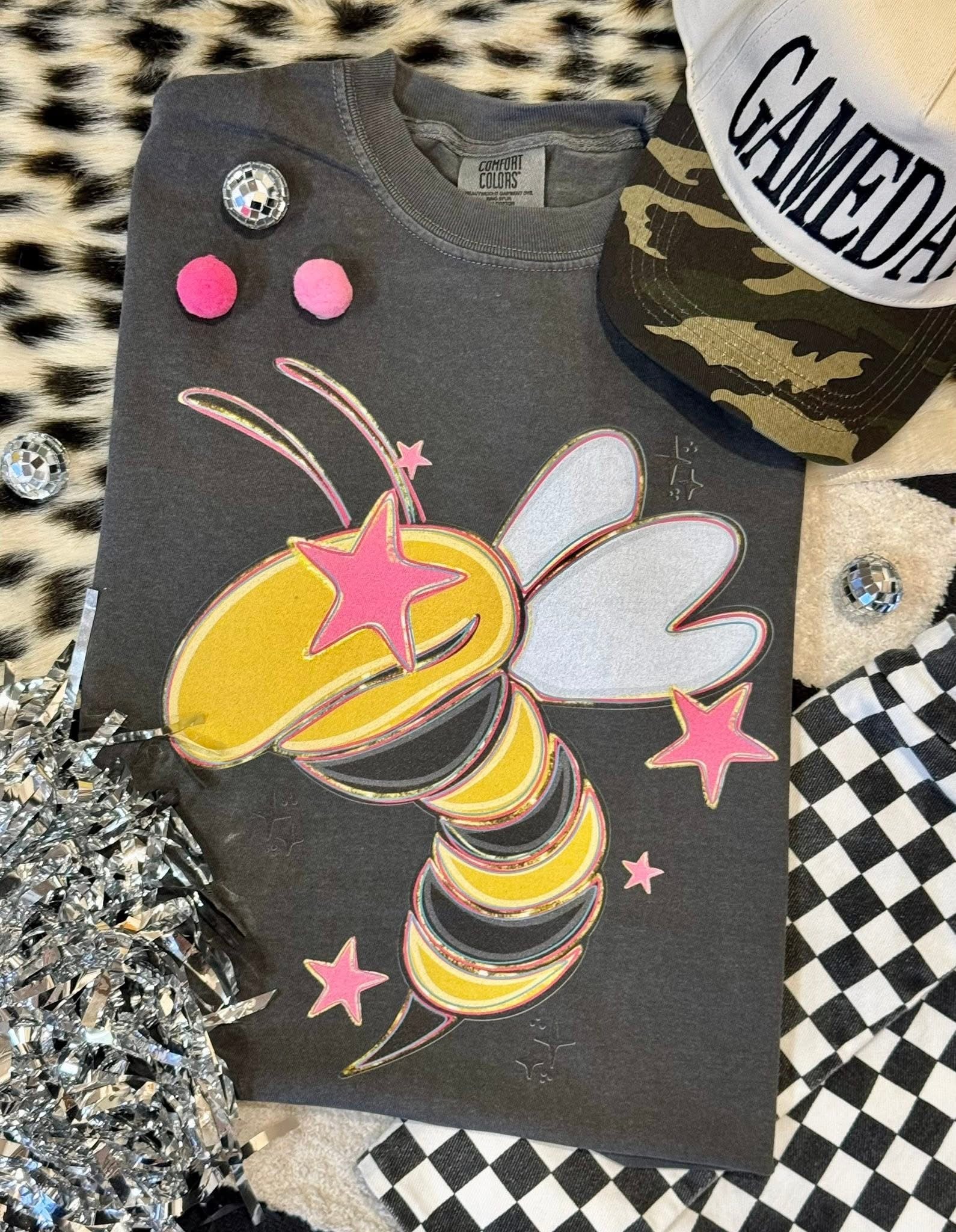 Hornets Pink Stars Mascot Tee