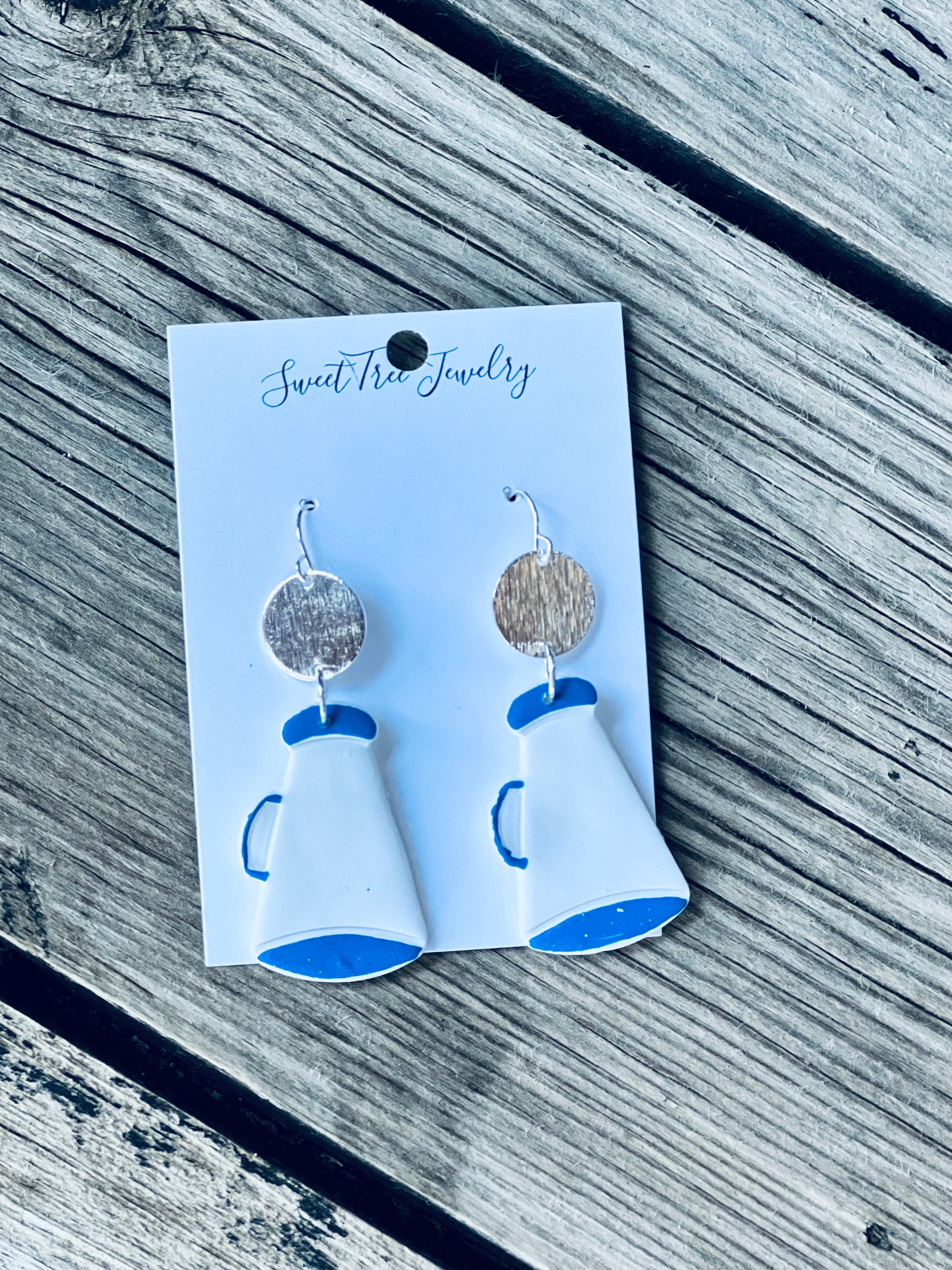 Blue & White Megaphone Dangles