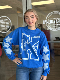 K Bobcats Oversized Varsity Letter Mascot Star Sweatshirt