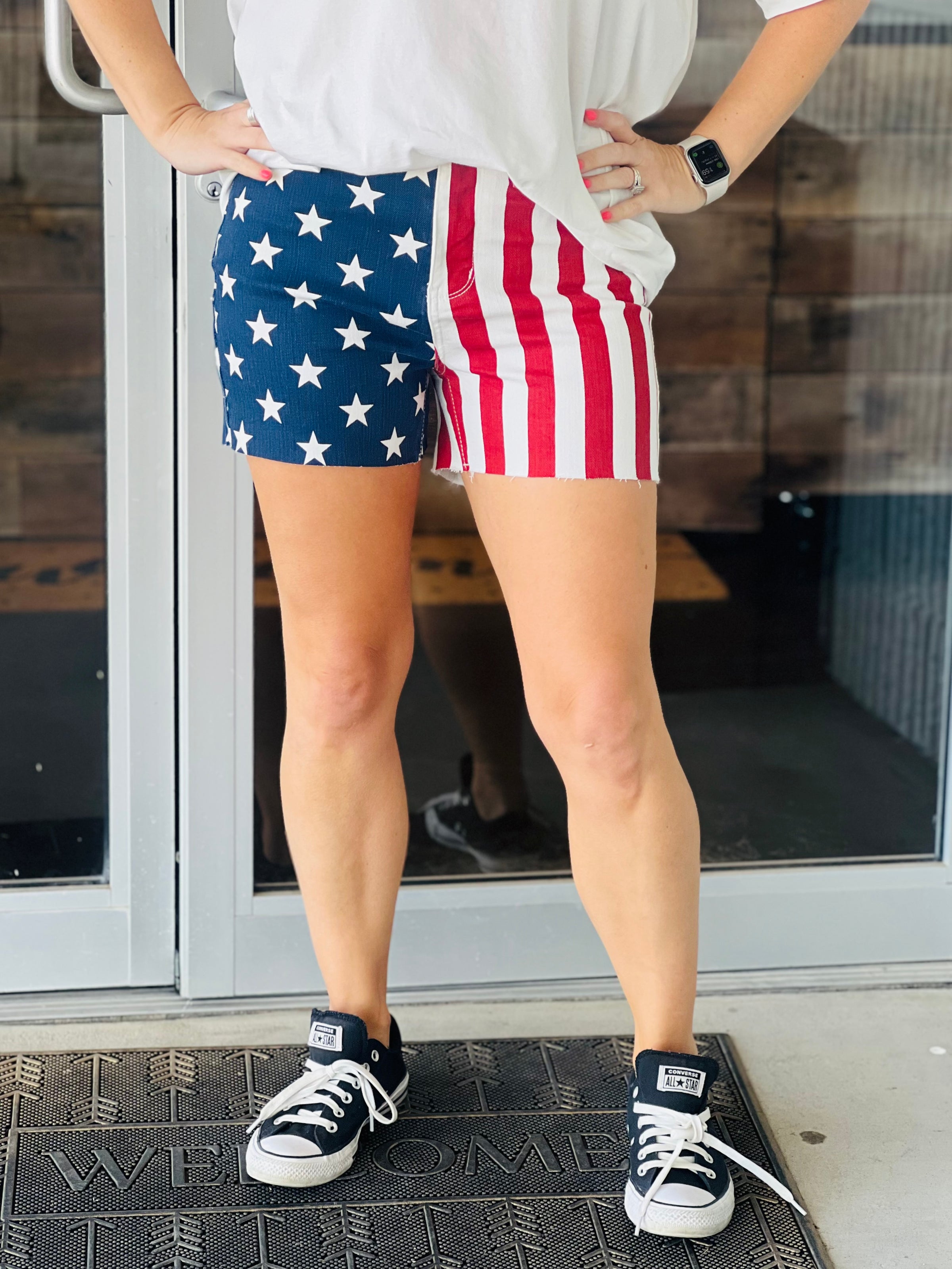 Patriotic Flag Print Shorts