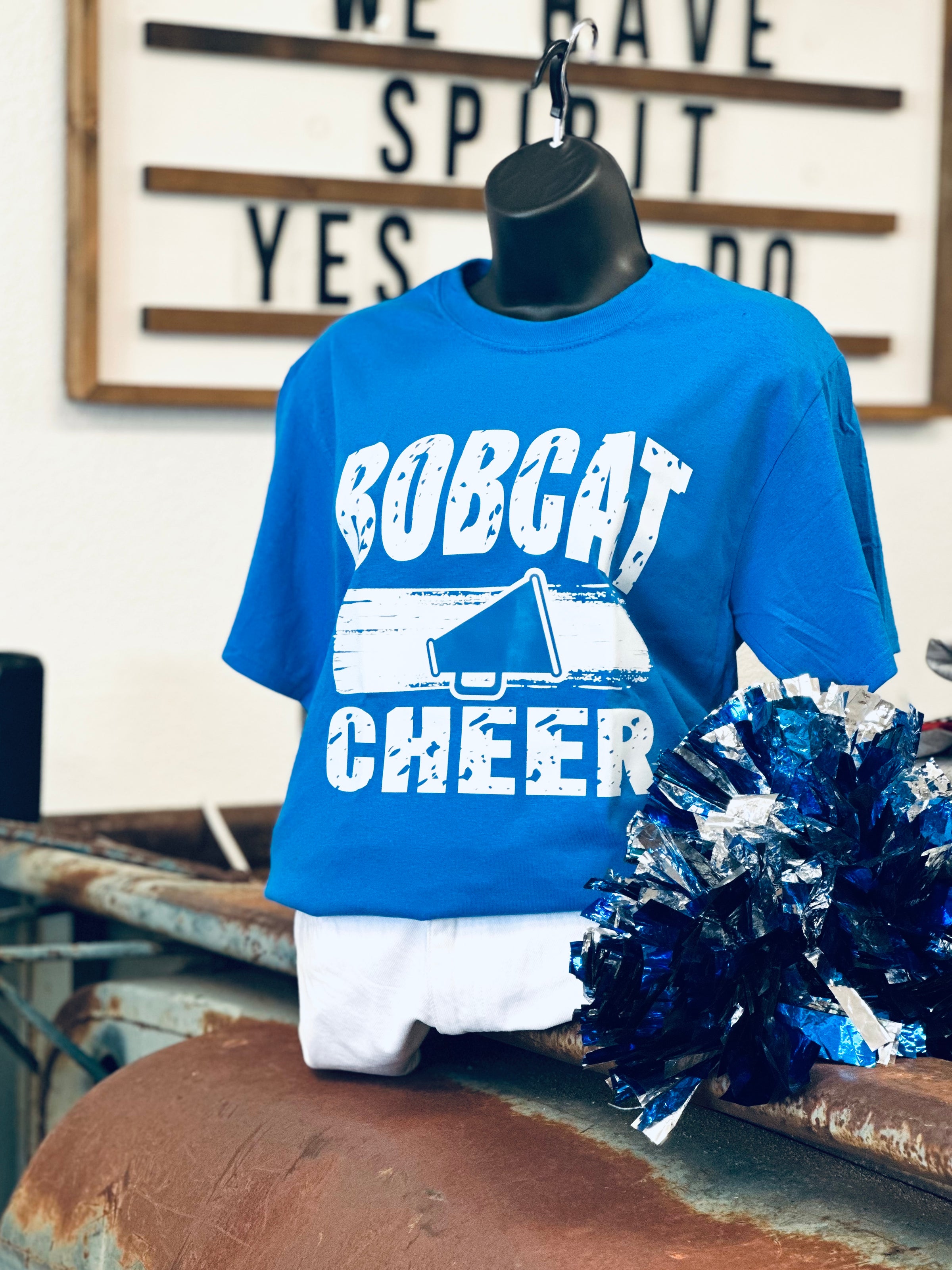 Bobcat Cheer Megaphone Block Tee