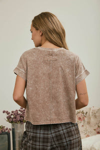 Cocoa Mineral Washed Short Sleeve Boxy Top
