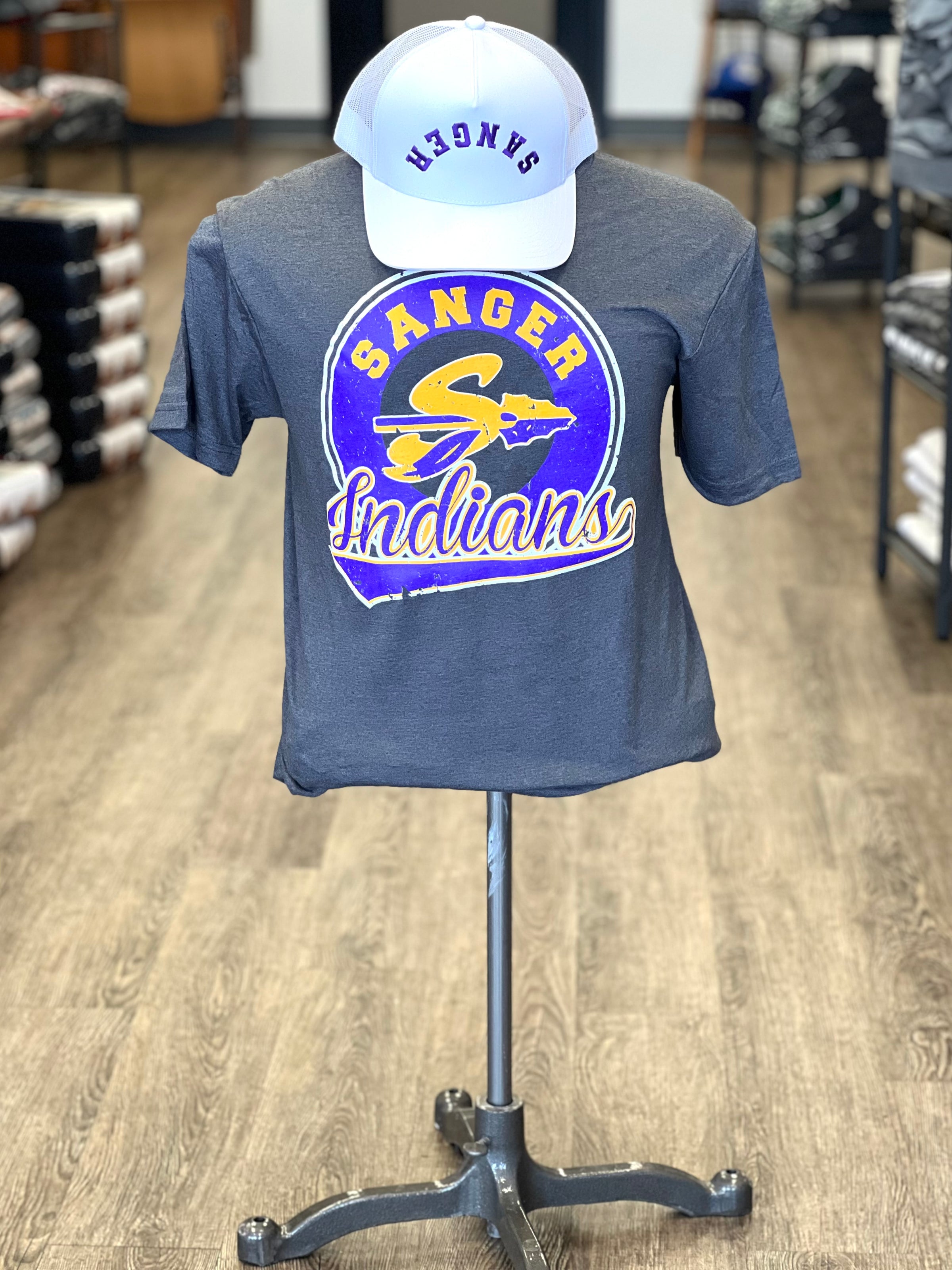 Sanger Indians Circle Throwback Tee