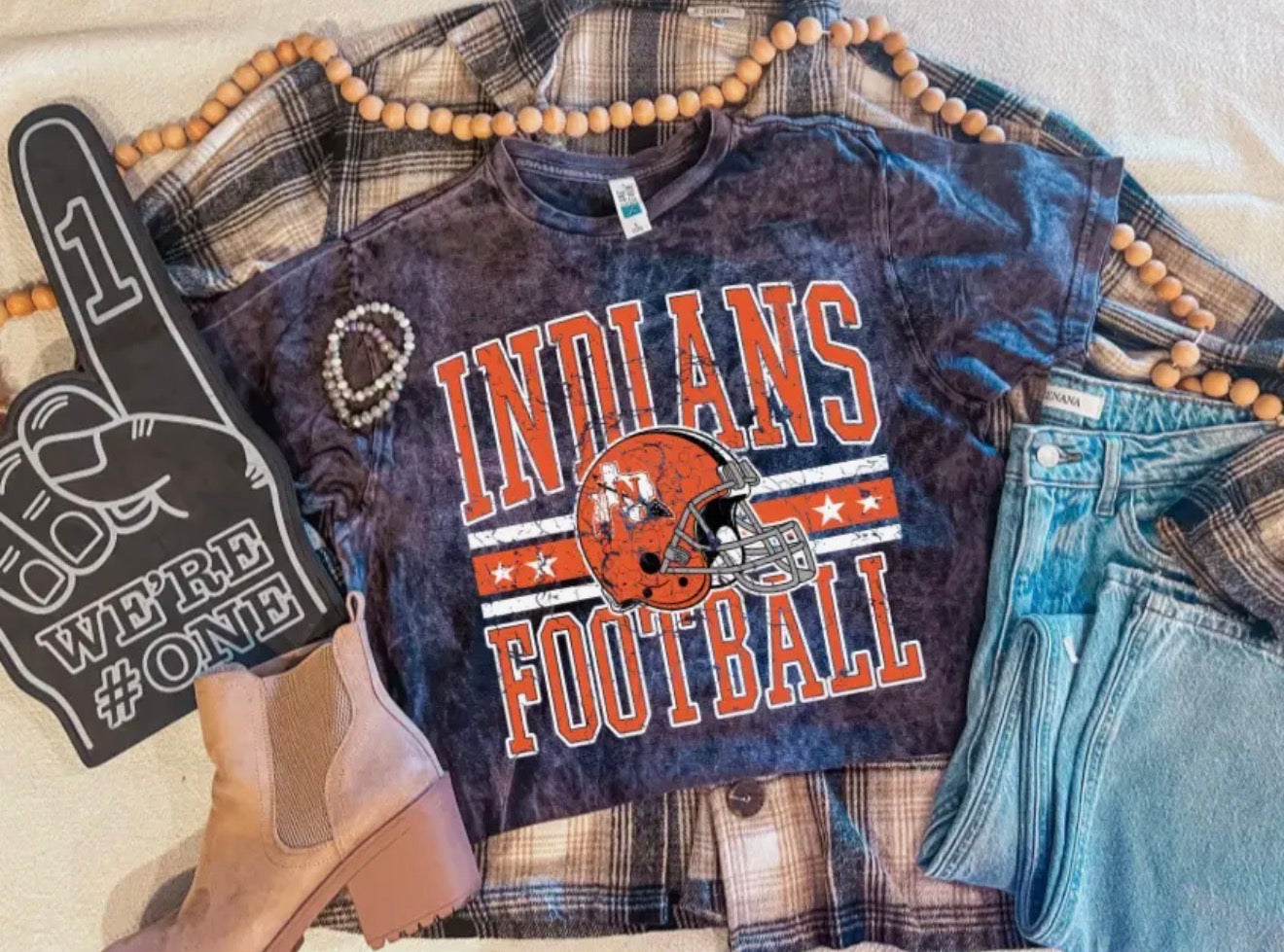 PREORDER | Indians Football Acid Wash Tee