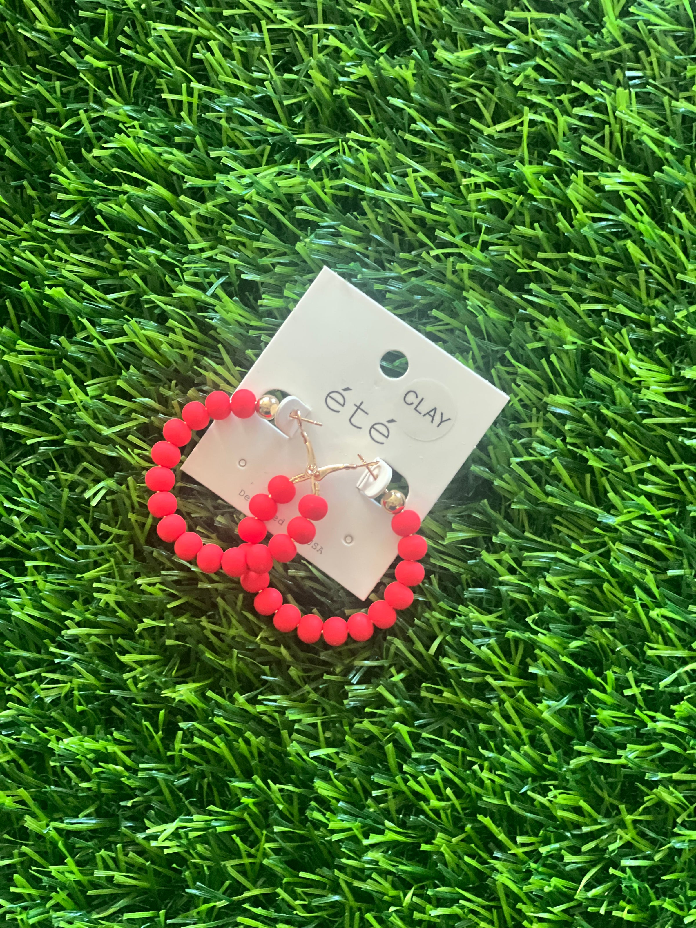 Red Matte Clay Ball Hoops