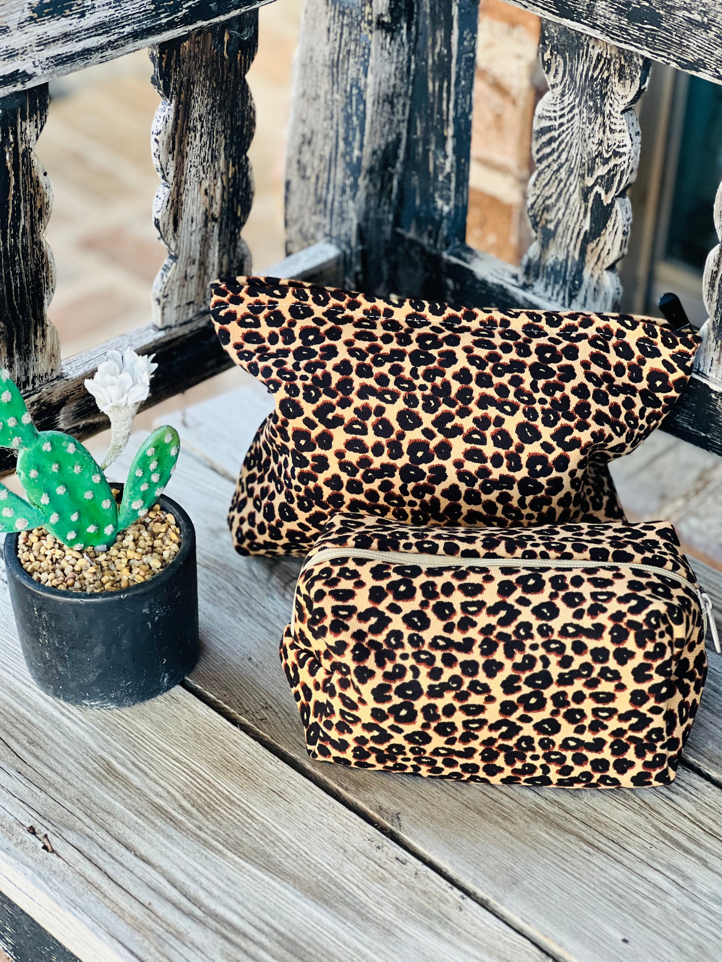 Leopard Canvas Makeup Travel Totes