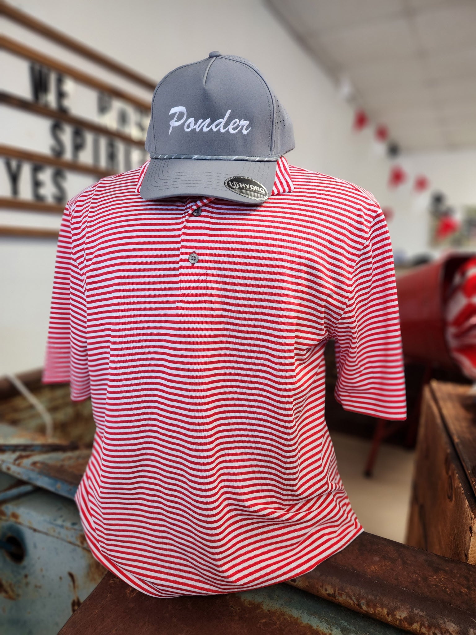 Cutter & Buck Virtue Eco Red & White Striped Polo