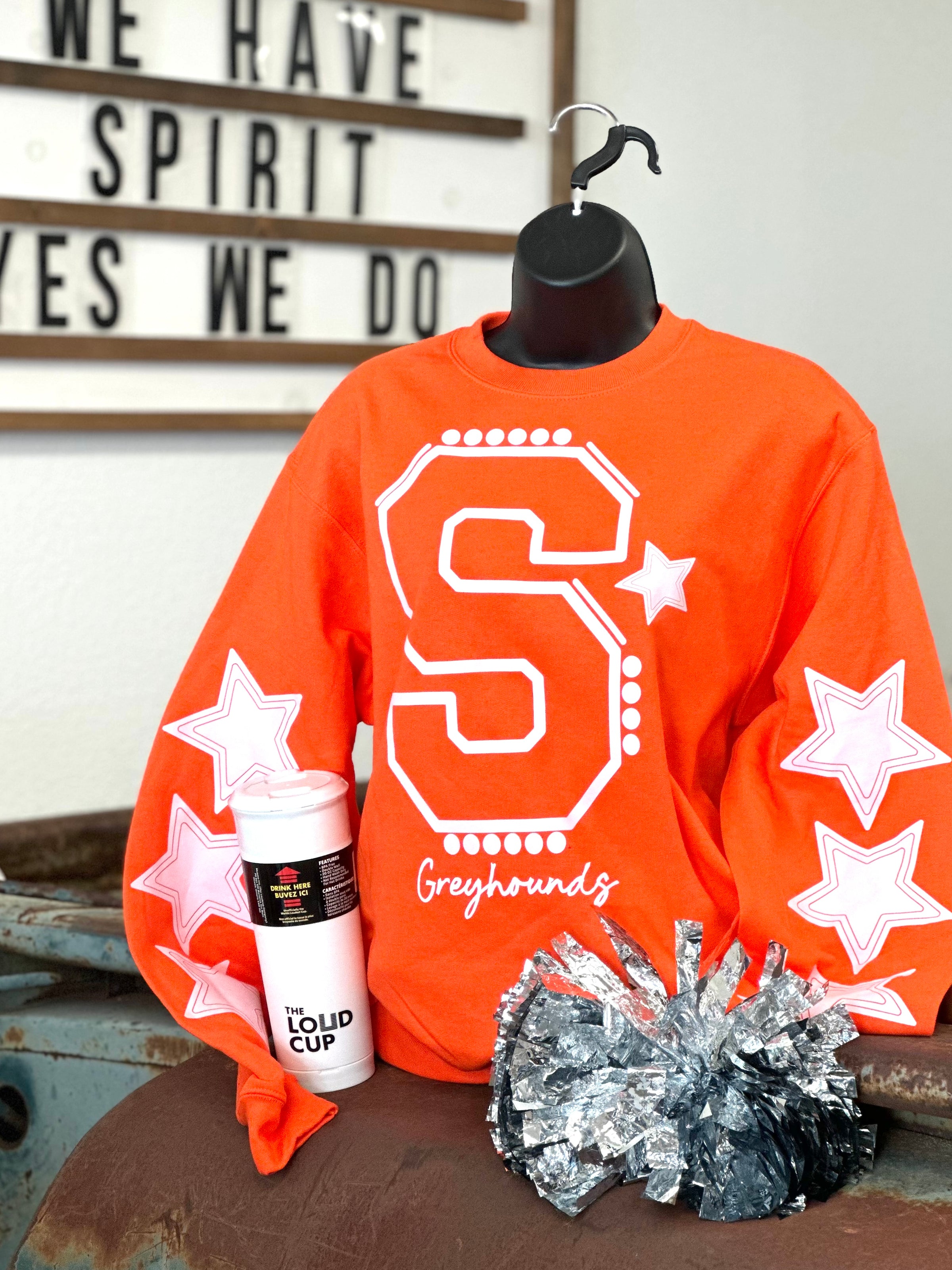 S Greyhounds Oversized Varsity Letter Mascot Star Sweatshirt