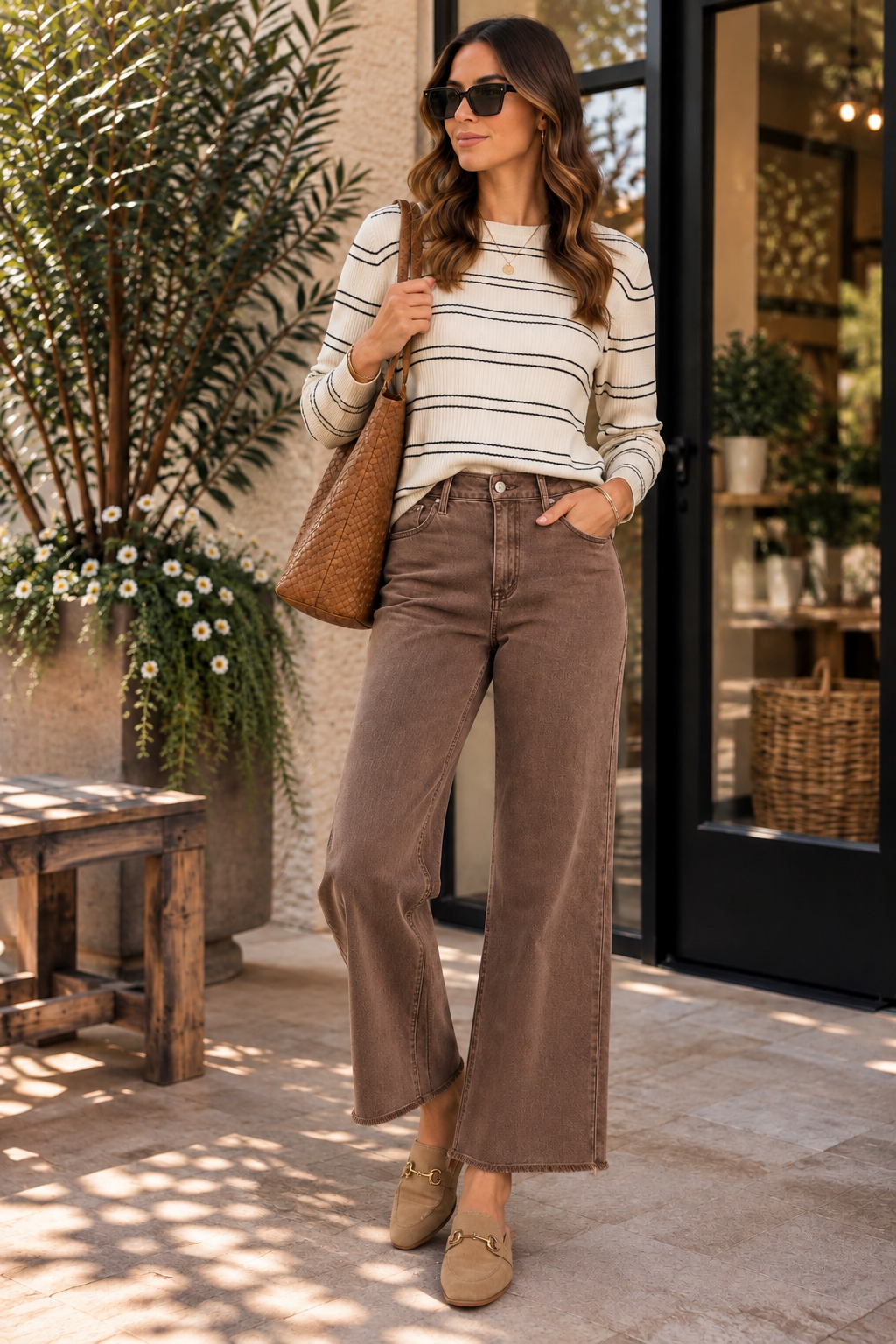 Ivory Ribbed Striped Inner Sweater
