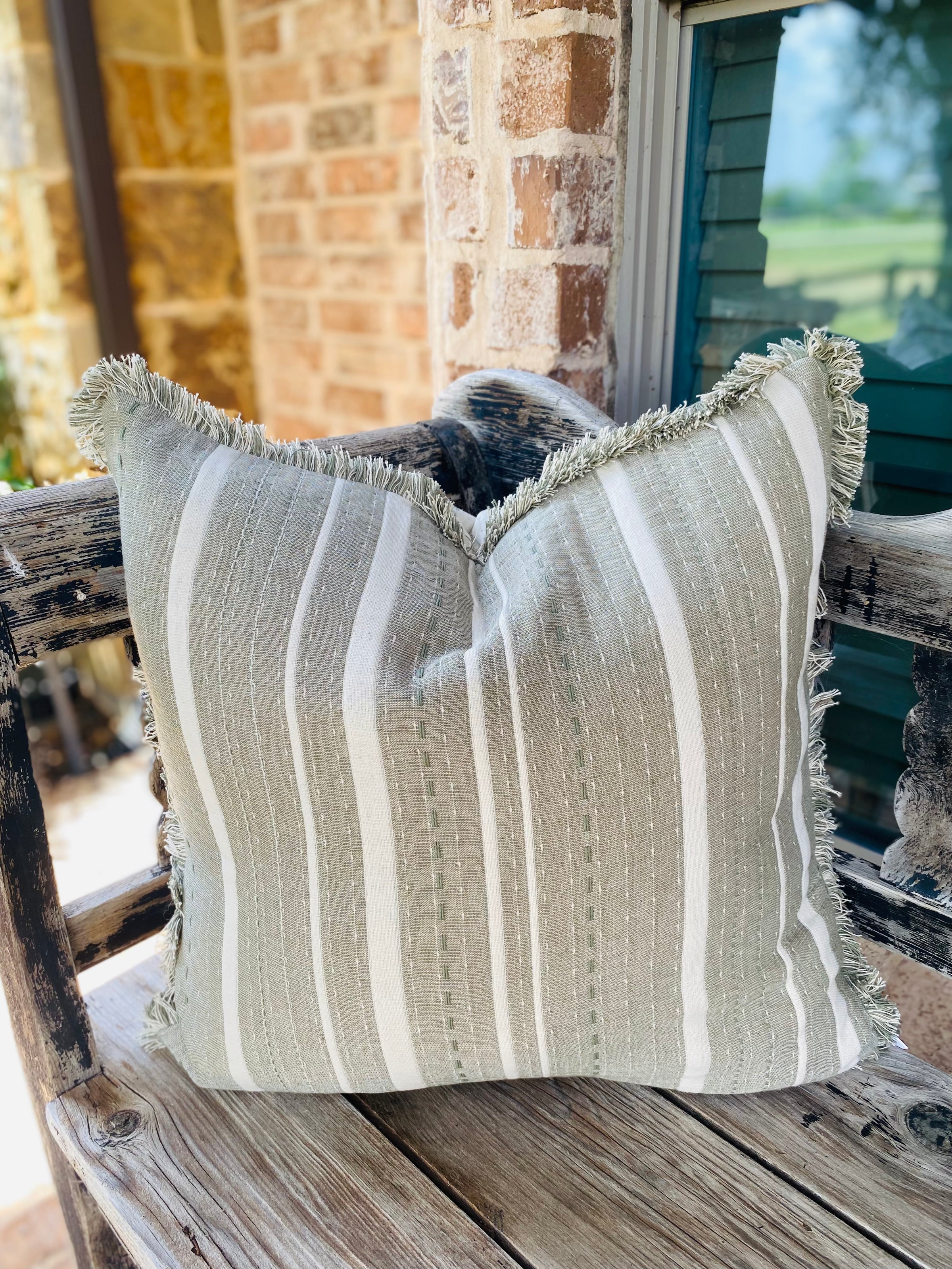 Striped Green Pillow