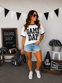 Retro Style Black Game Day Ringer Tee