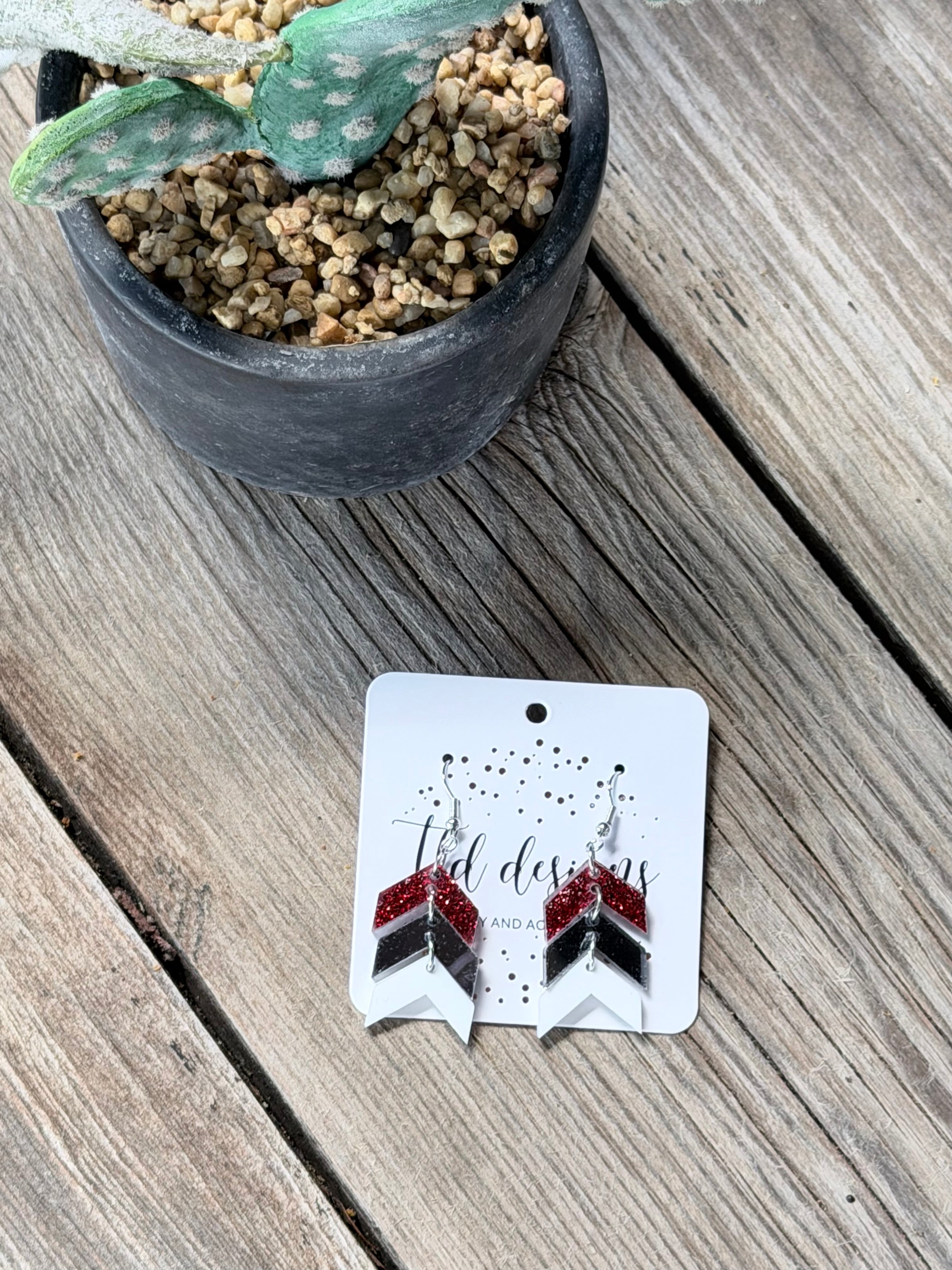 Red, Grey & White Game Day Chevron Drops
