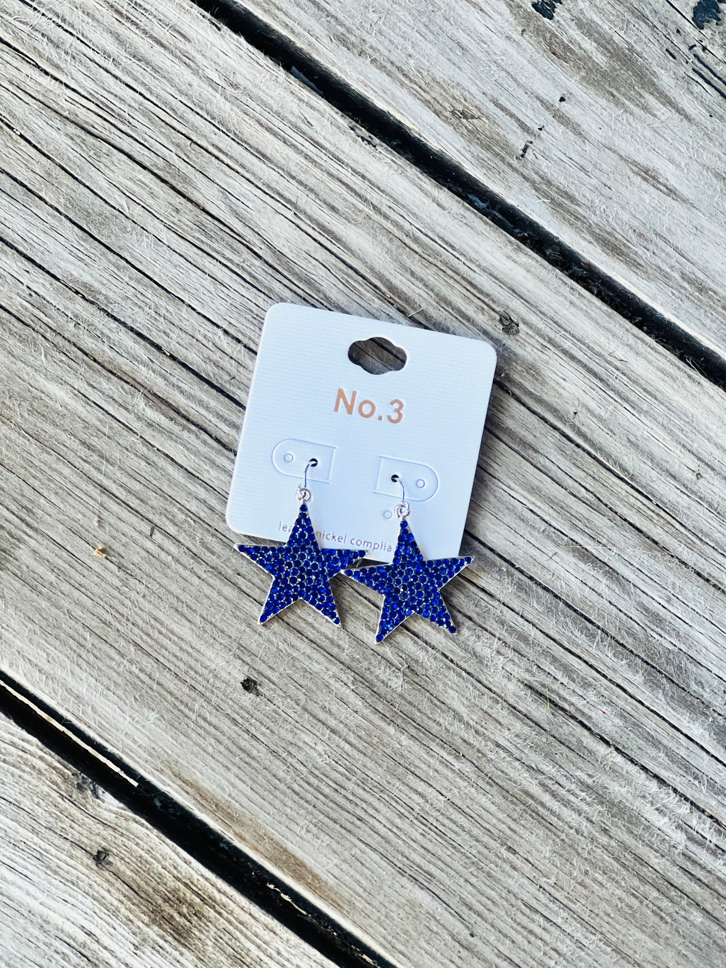 Blue Bling Star Earrings