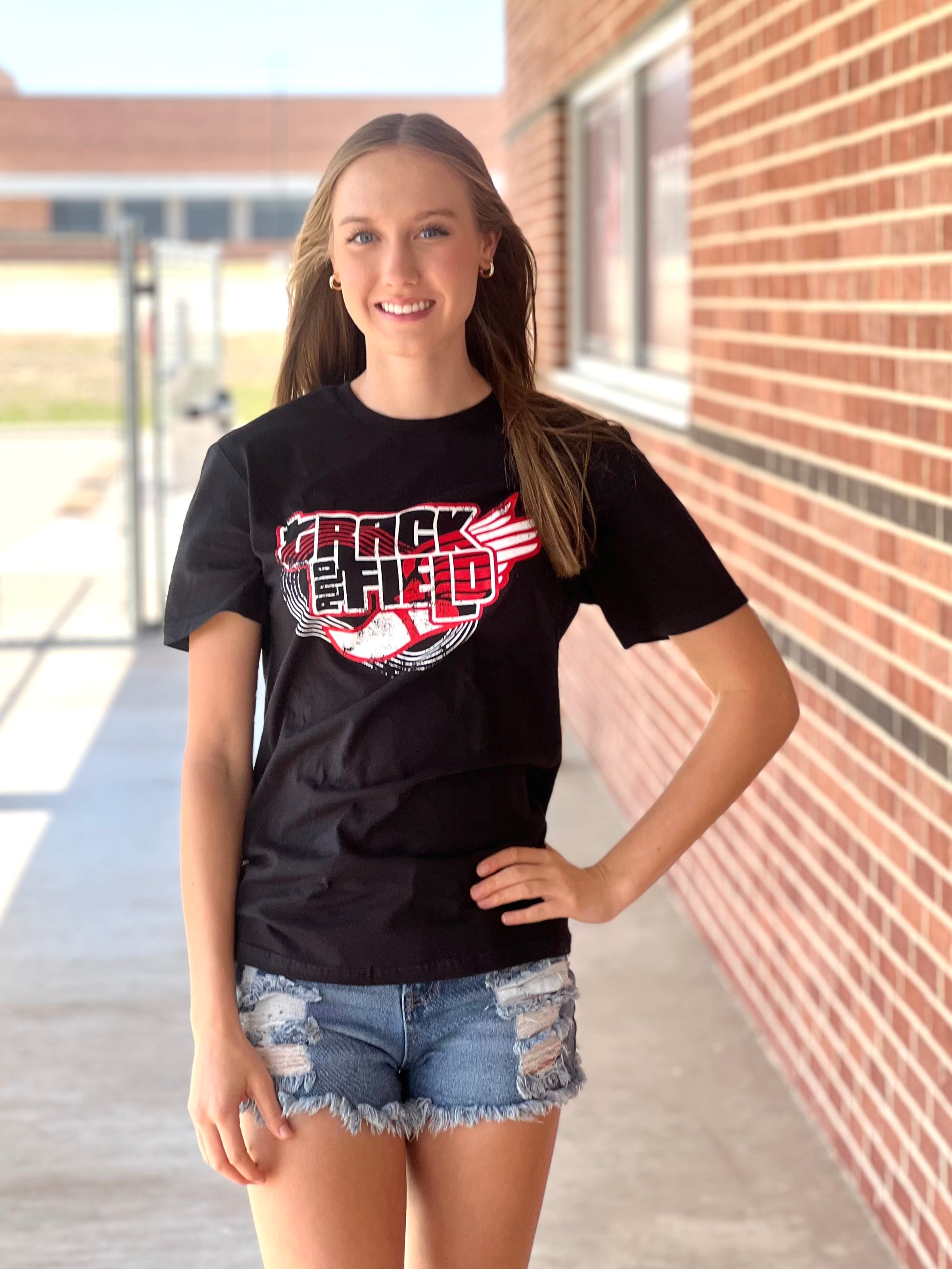 Red Track & Field Tee
