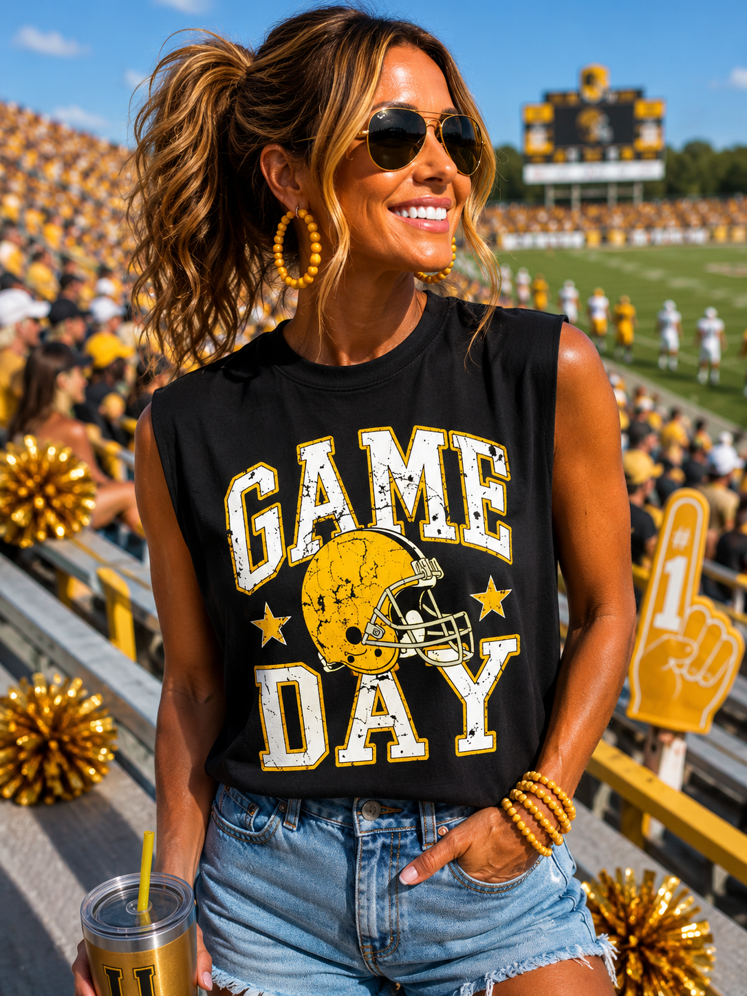 PREORDER | Game Day Gold Helmet Boxy Tank