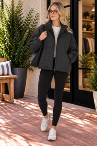 Vintage Black Quilted High Collar Jacket
