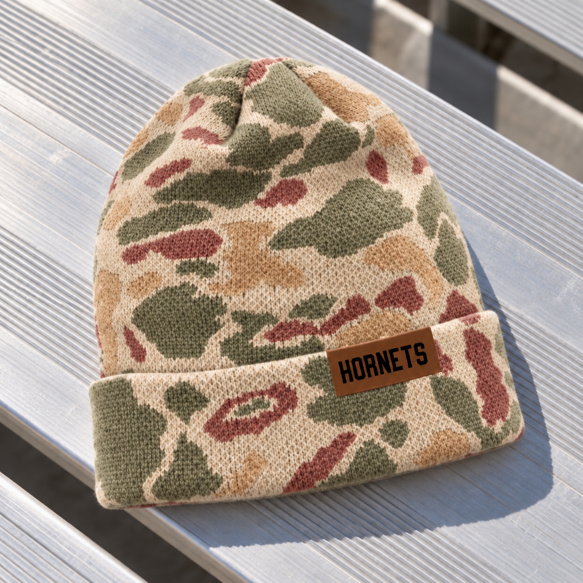 PREORDER | Hornets Leather Patch Harvest Duck Camo Beanie