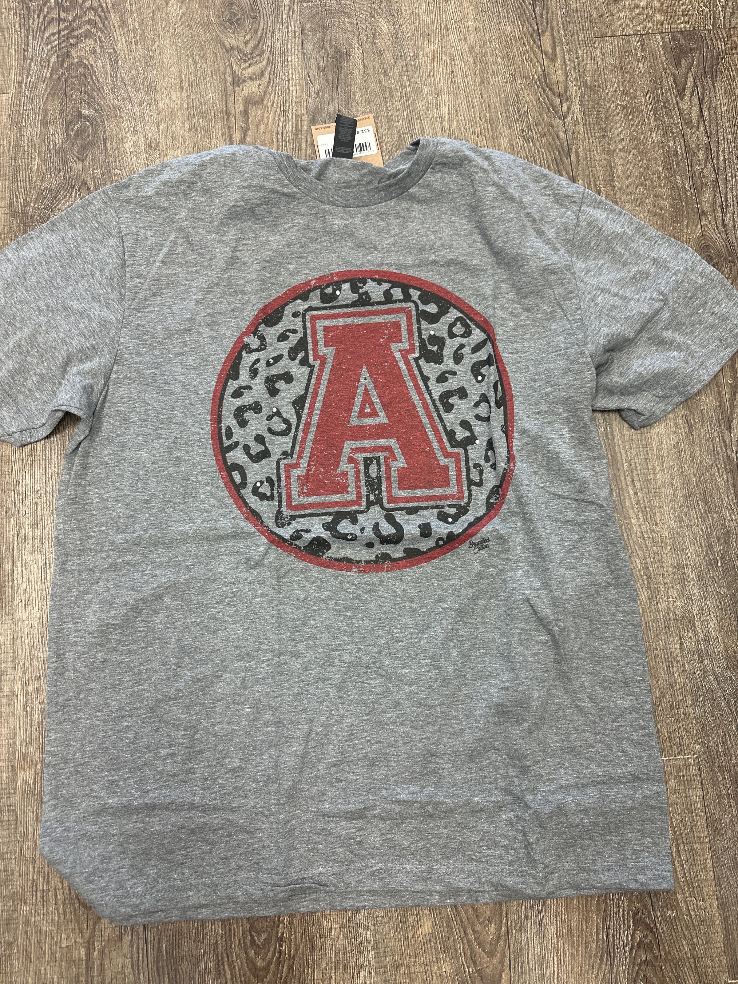 Bling Vintage Circle Leopard Varsity A Tee