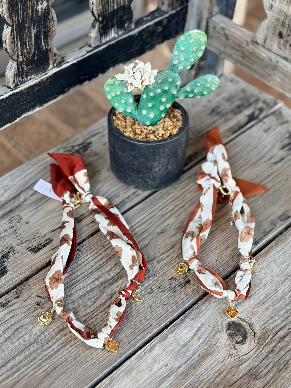 Sadie Floral Charm Scarf Necklace