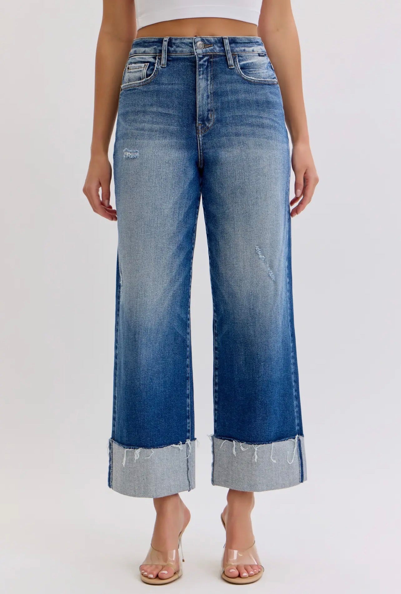 Cello | High Rise Crop Wide Leg w/Cuff