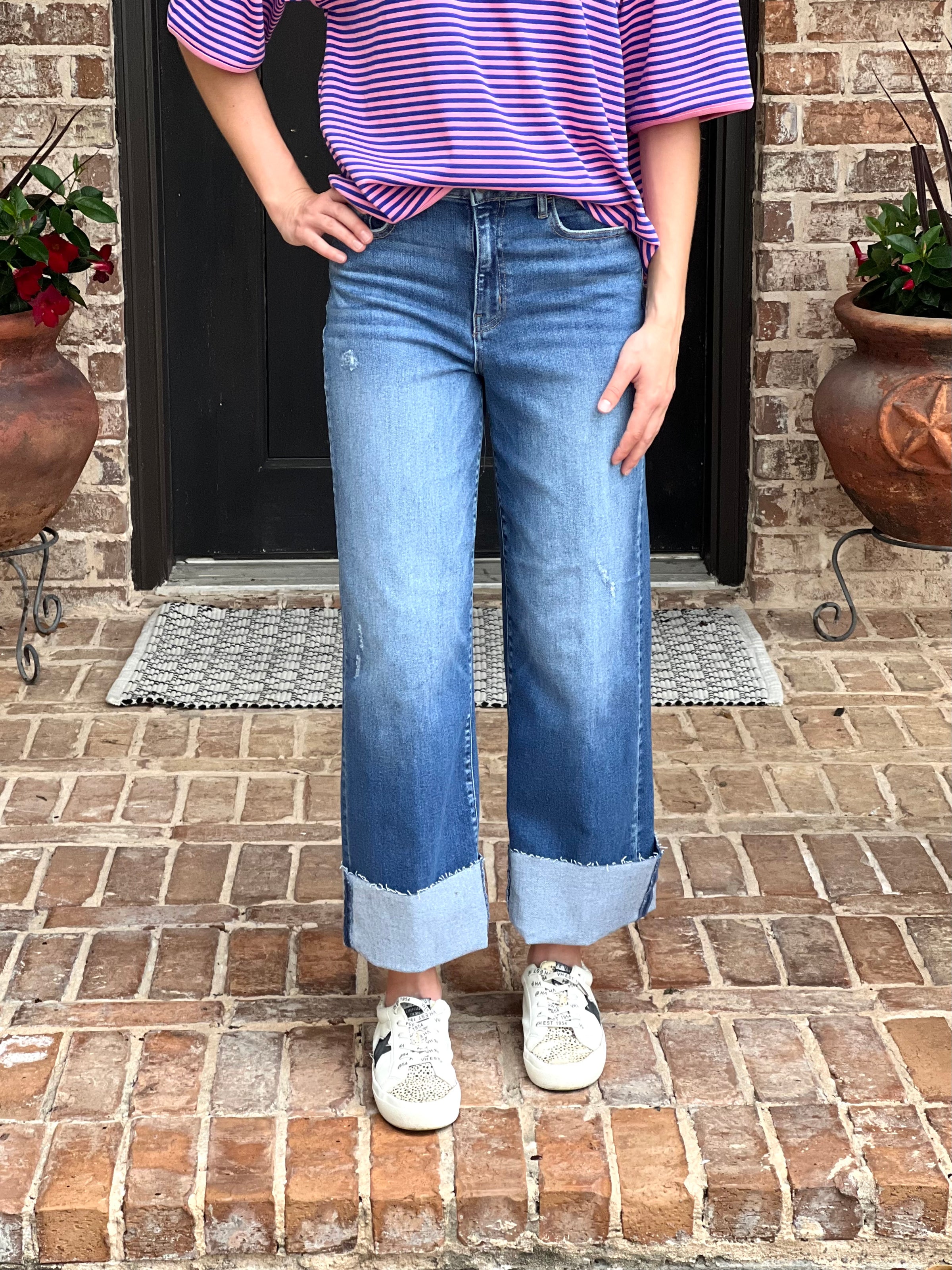 Cello | High Rise Crop Wide Leg w/Cuff