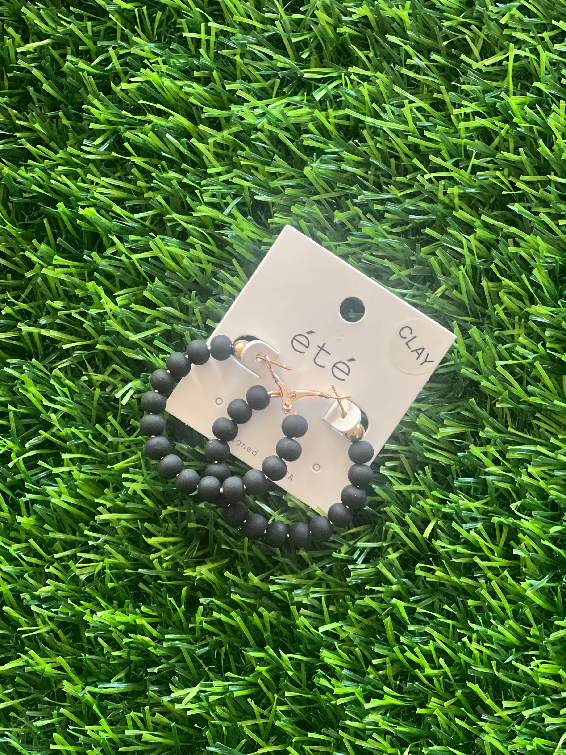 Black Matte Clay Ball Hoops