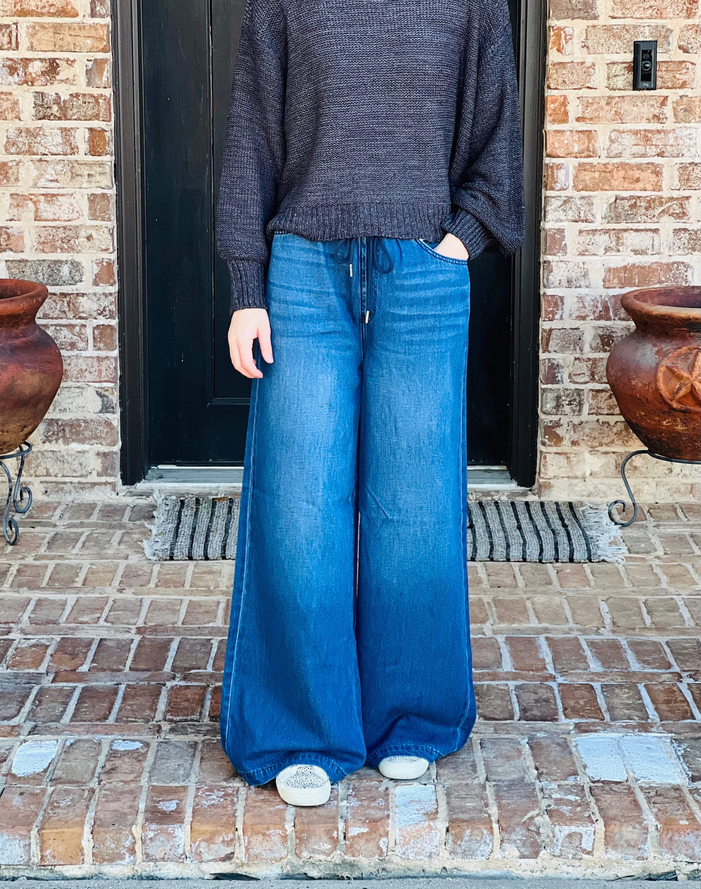 Judy Blue | Dark High Waist Pull On Palazzo Pants