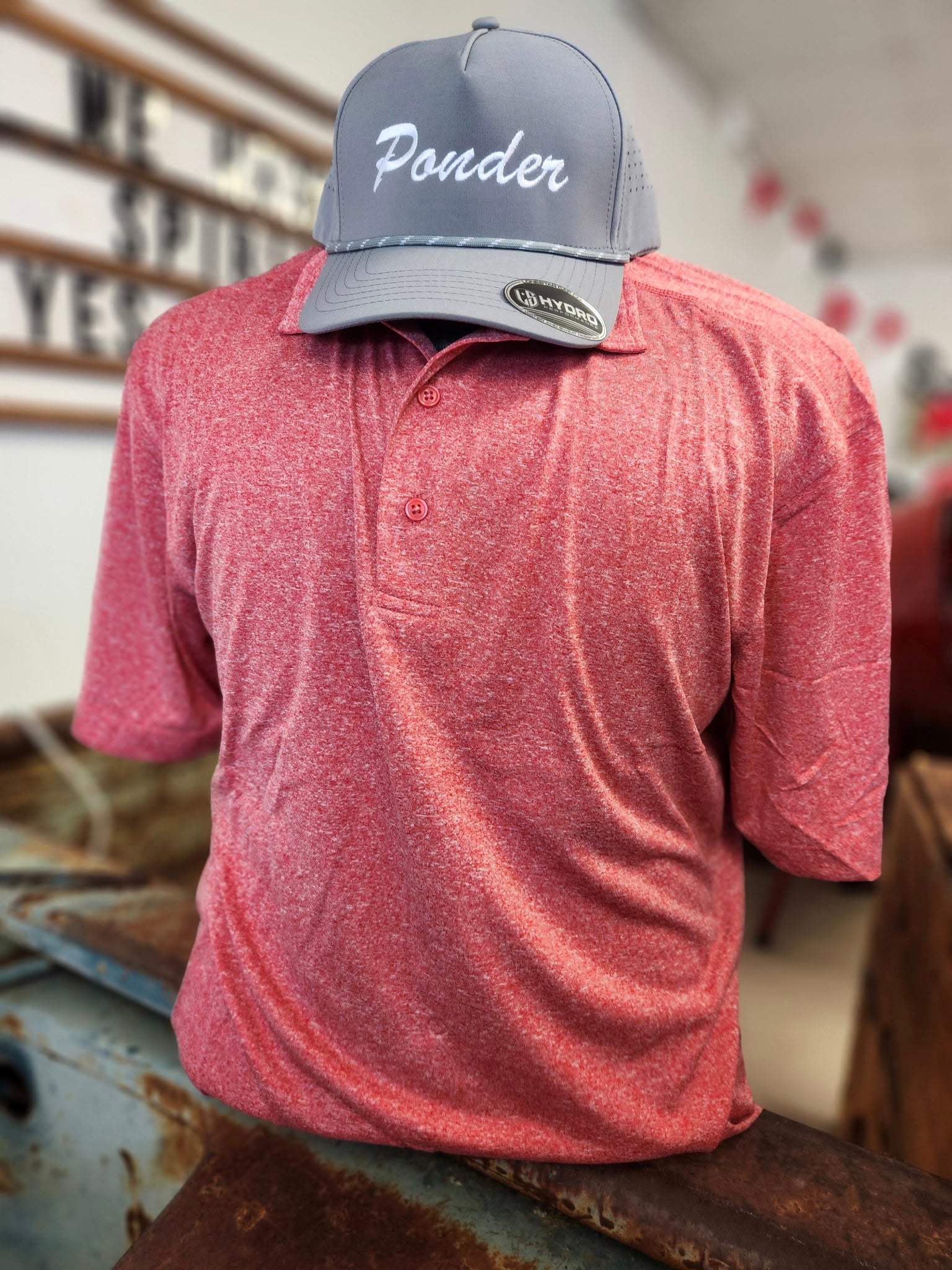 Cardinal Red Heather Short Sleeve Polo