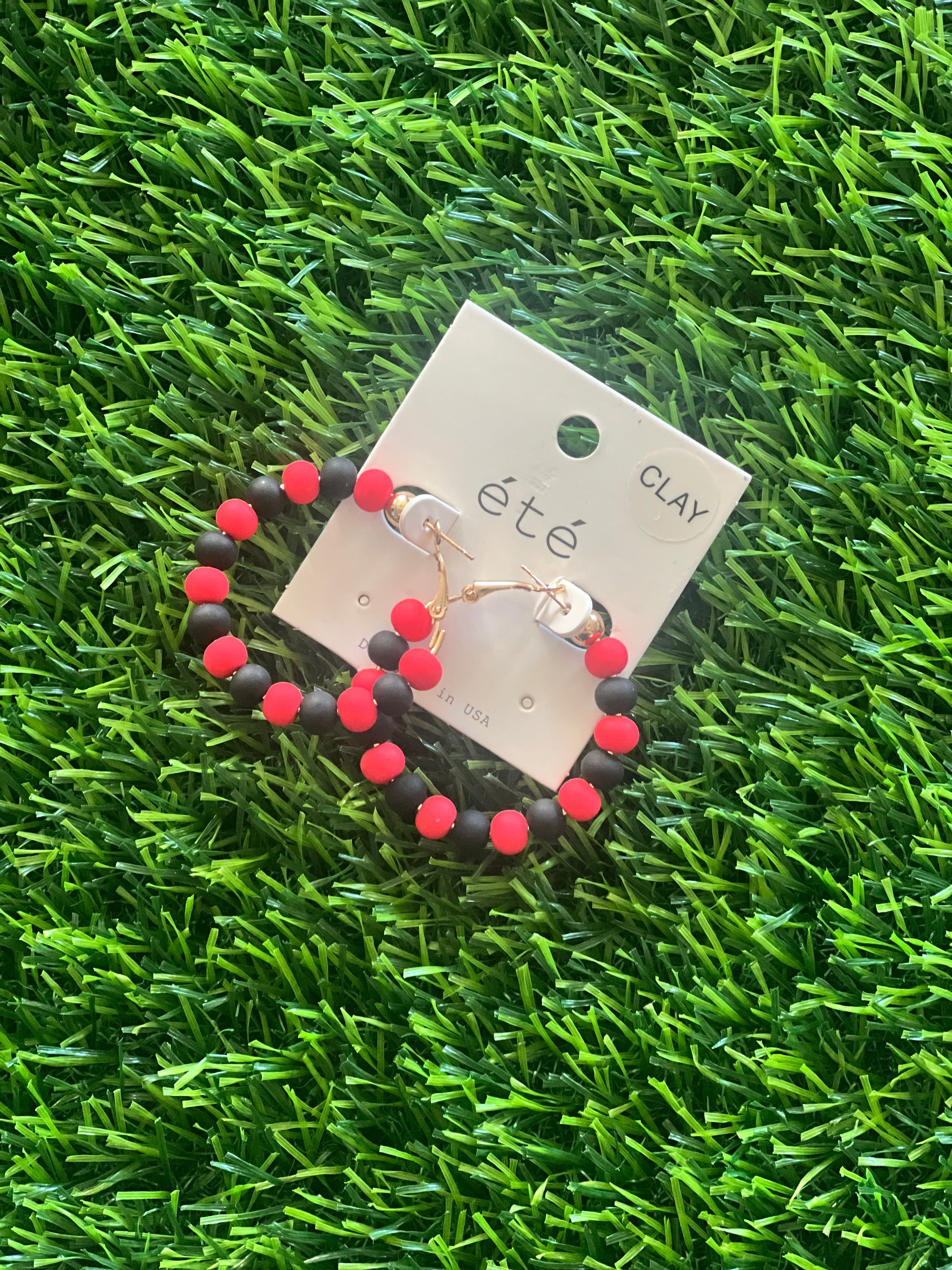 Red & Black Matte Clay Ball Hoops