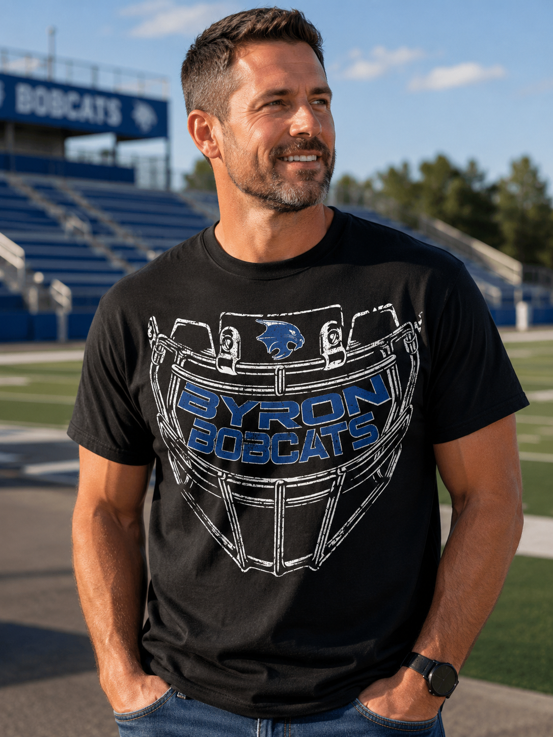 Byron Bobcats Face Mask Tee