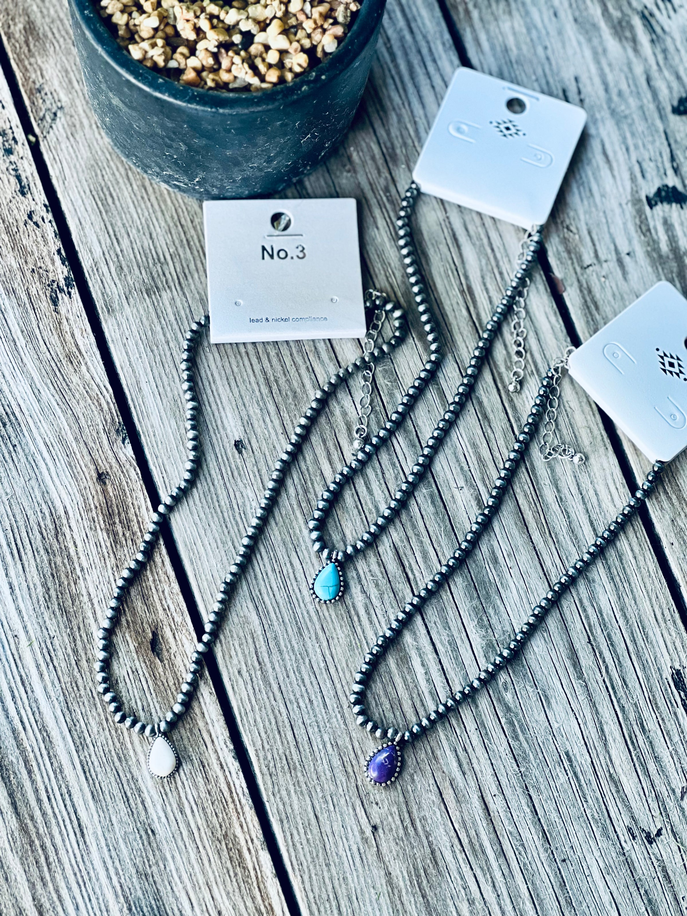 Teardrop Stone Shortie Necklace
