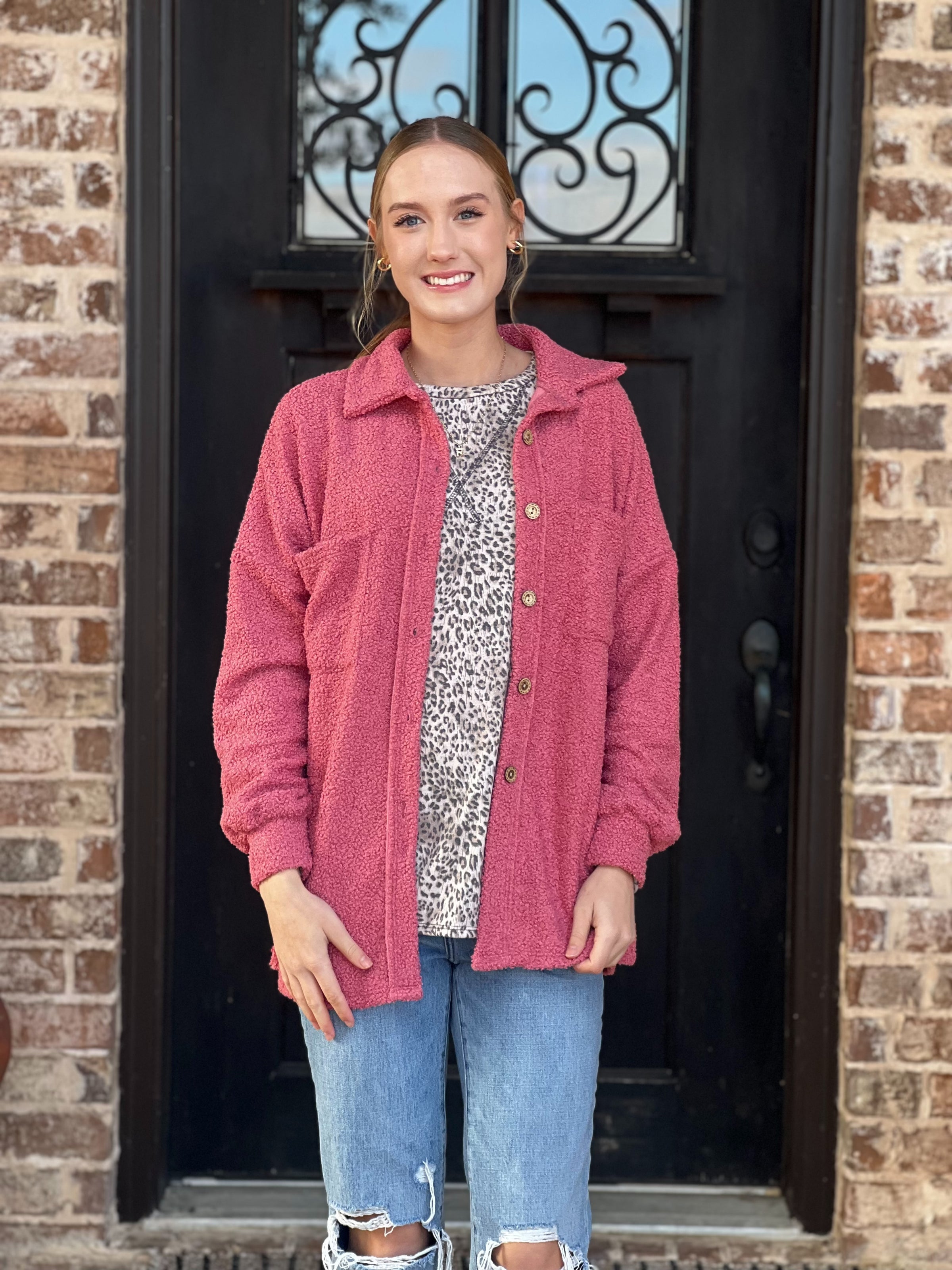 Teddy Mauve Solid Shacket