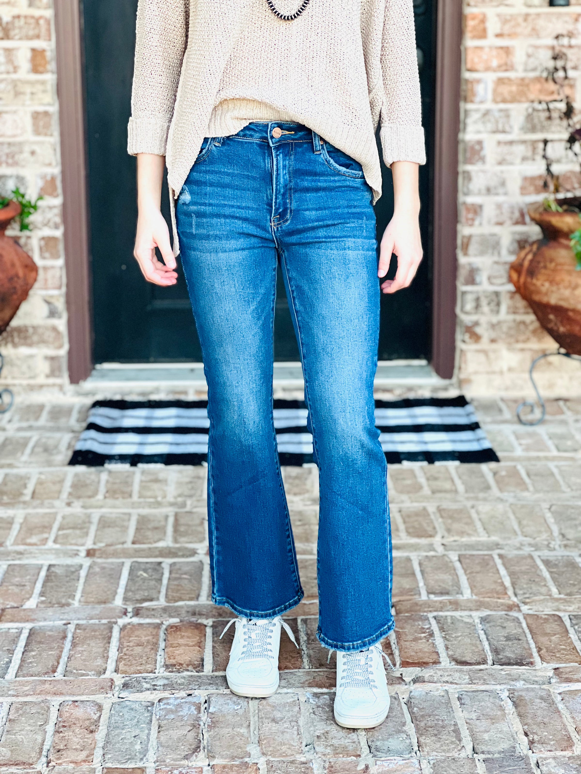 Risen | Hi-Rise Ankle Flare NonDistressed Jeans