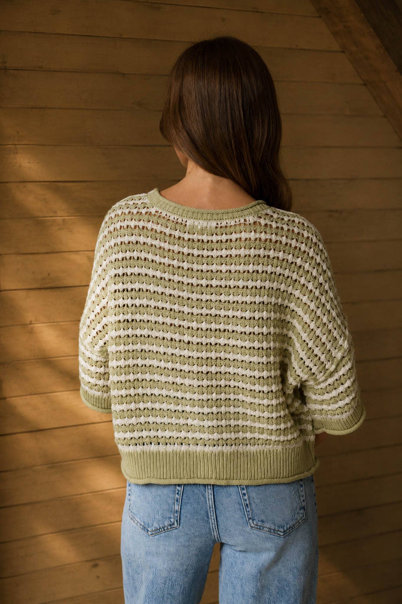 Olive Short Sleeve Crochet Knit Buttoned Cardi