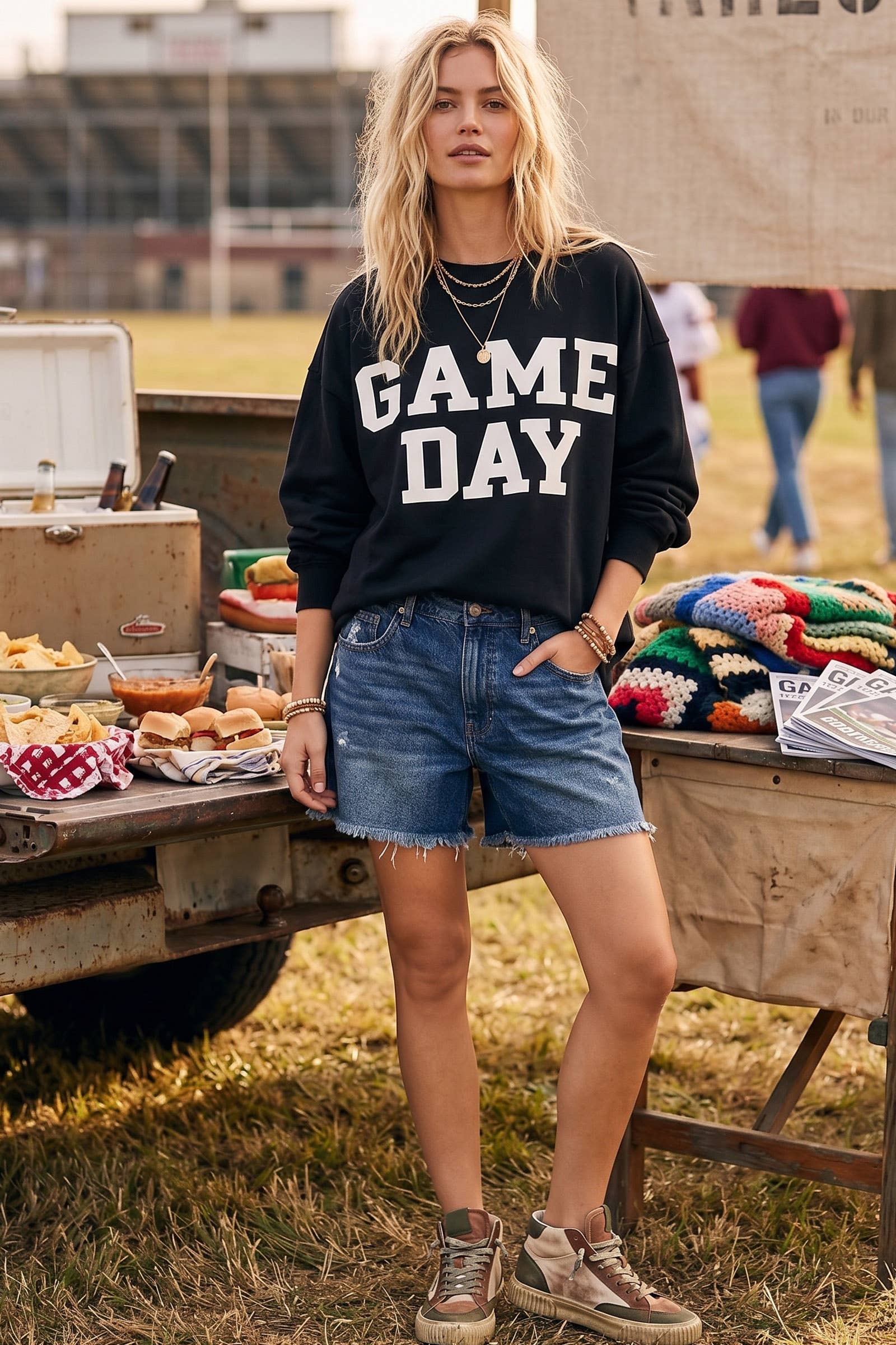Black Bold Varsity Game Day Sweatshirt