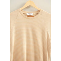 Textured Striped Raglan Sleeve Tee