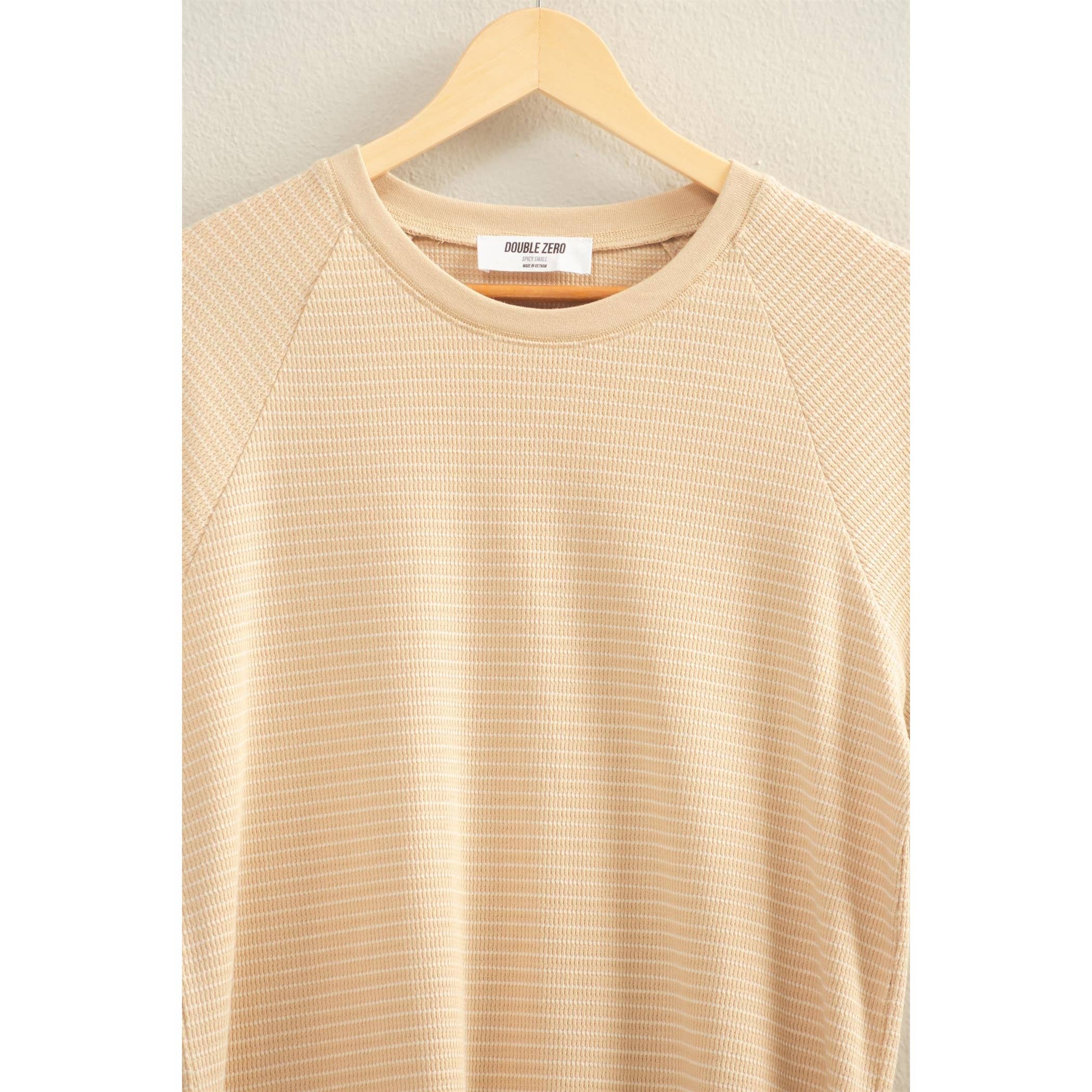 Textured Striped Raglan Sleeve Tee