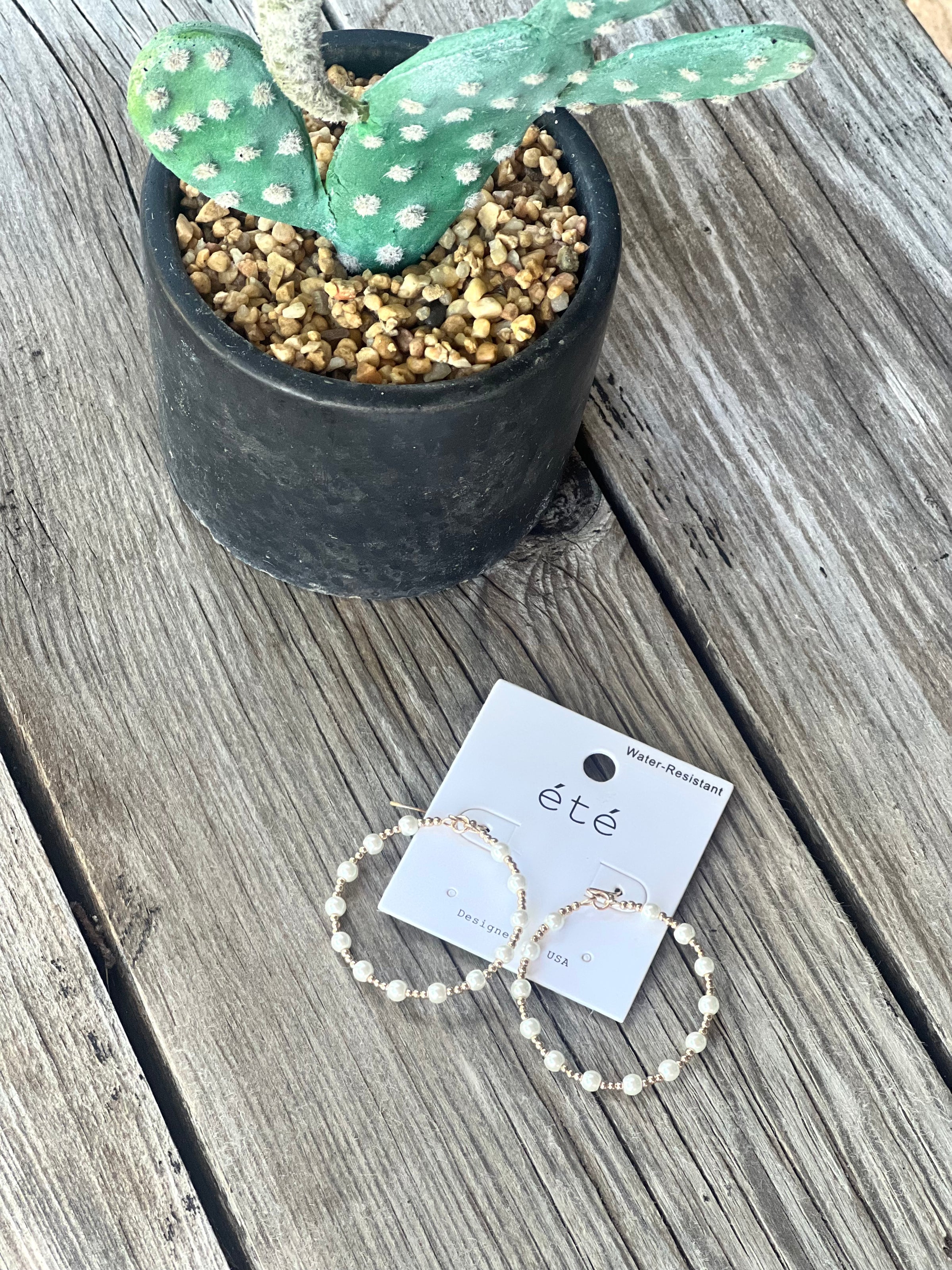 Pearl & Gold Circle Dangle Earrings