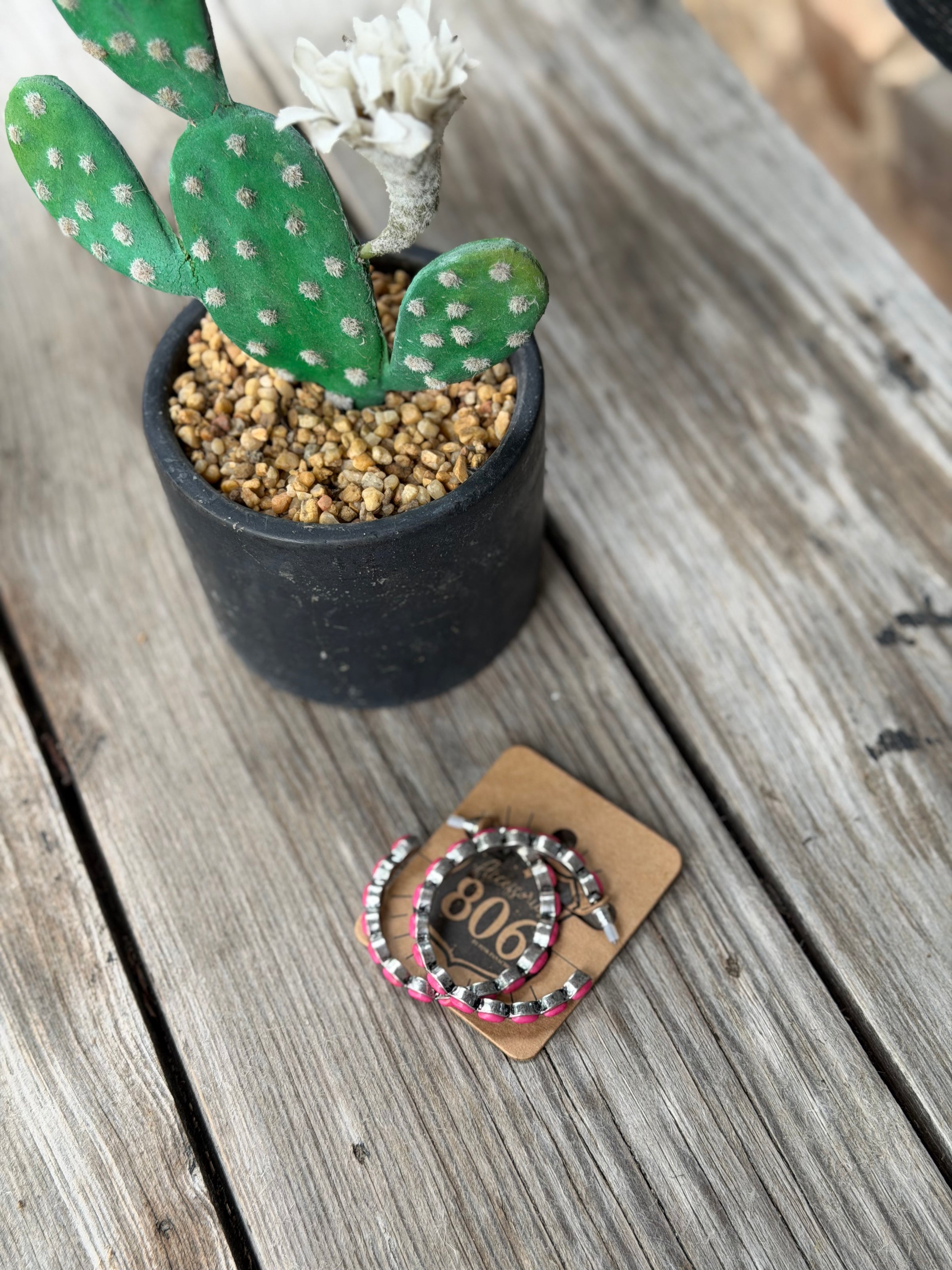 Fuschia Hoop Set Stone Earrings