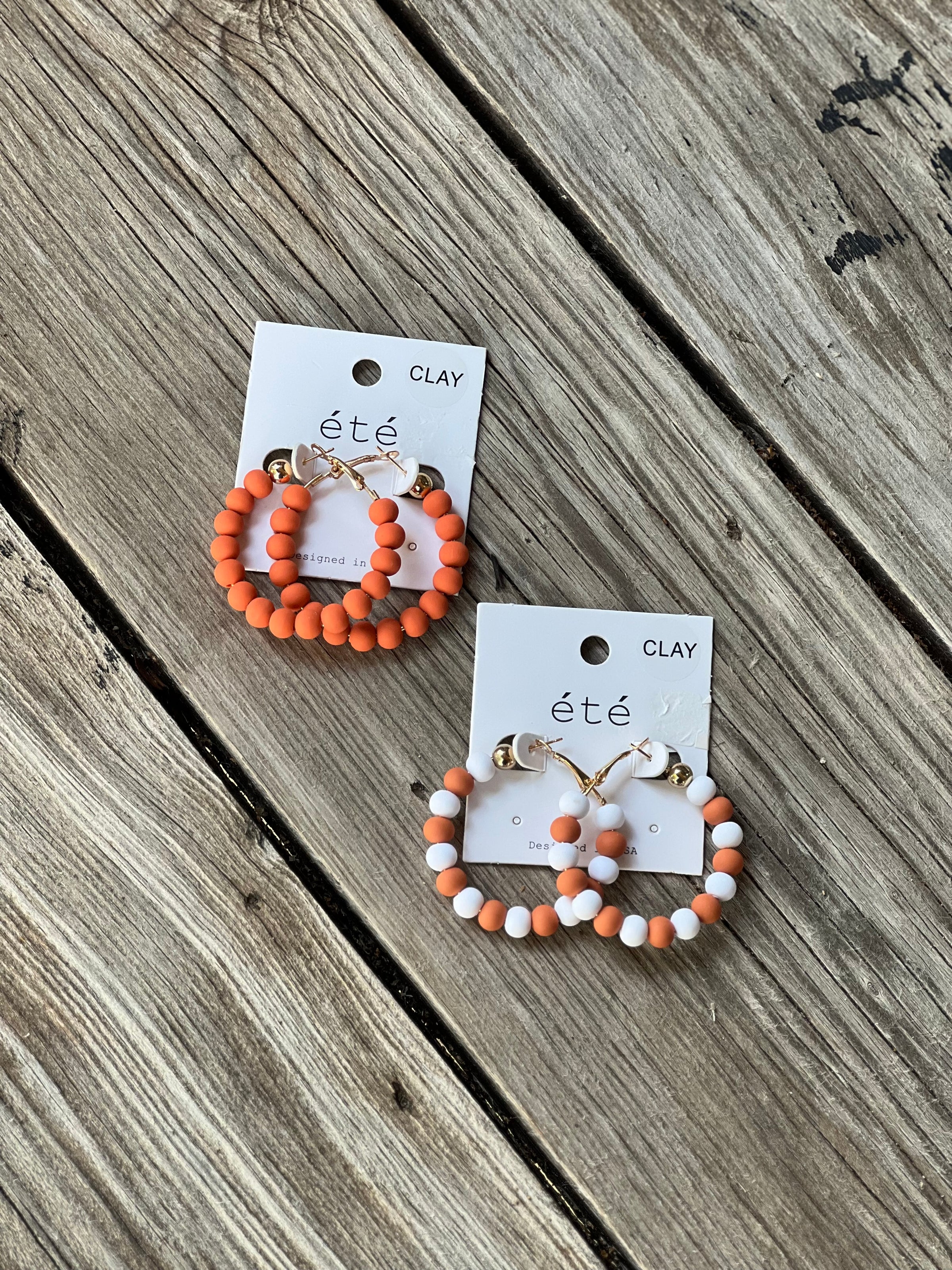 Autumn Mornings Clay Ball Hoop Earrings