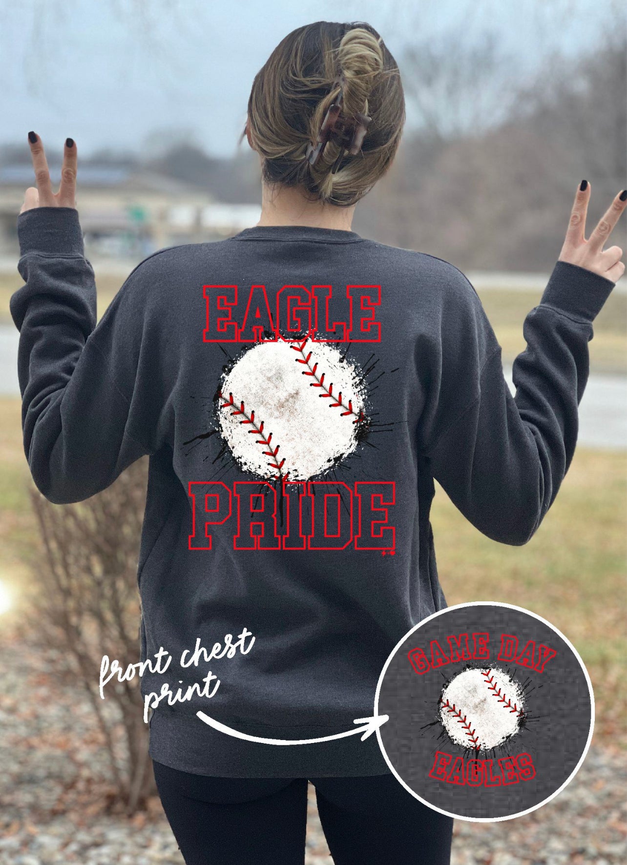 Eagles Splatter Double Print Baseball Sweatshirt