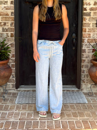 ULTRA COMFY PULL ON WIDE LEG DENIM PANTS