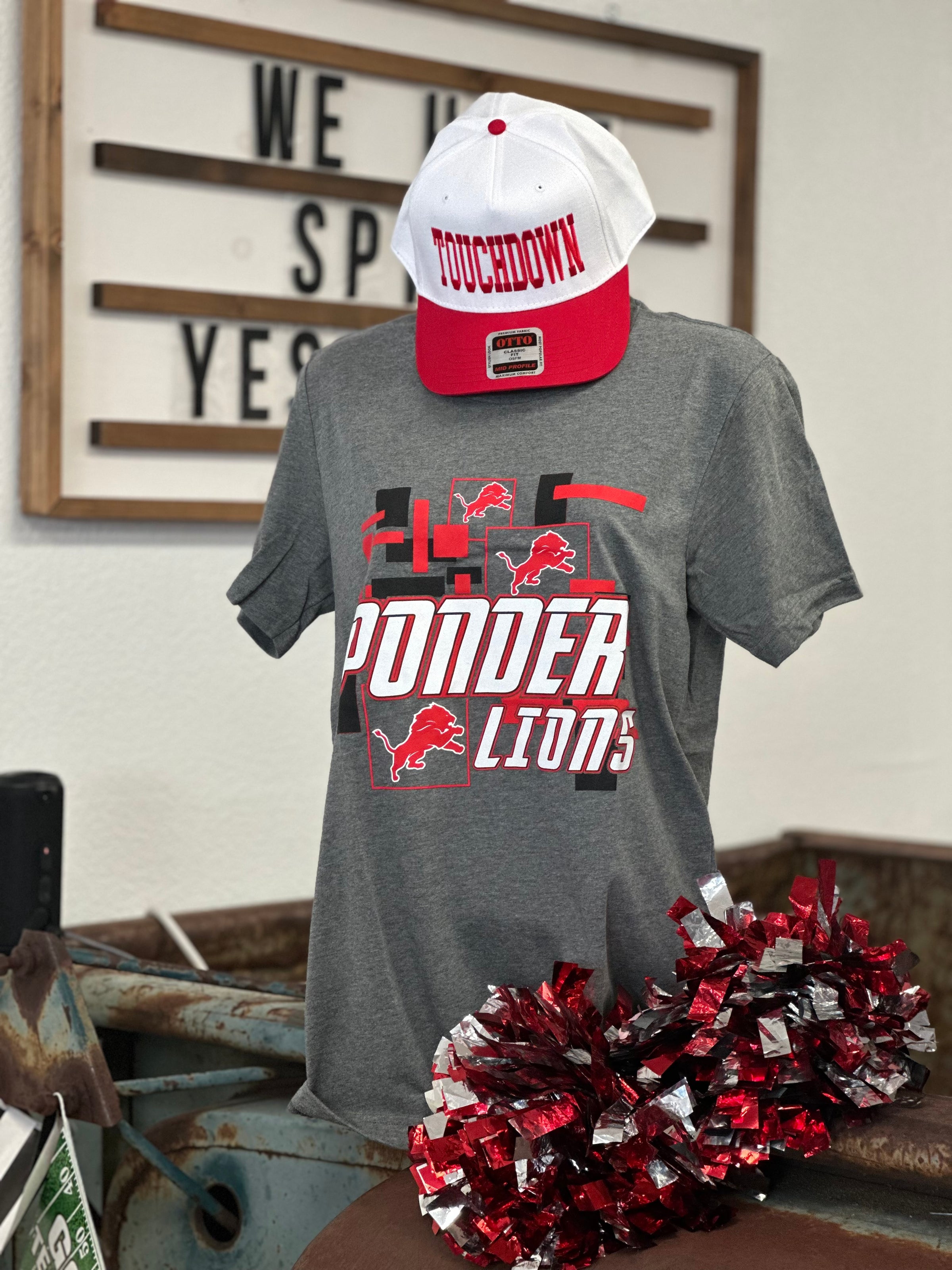 Ponder Lions Retro Block Mascot Tee