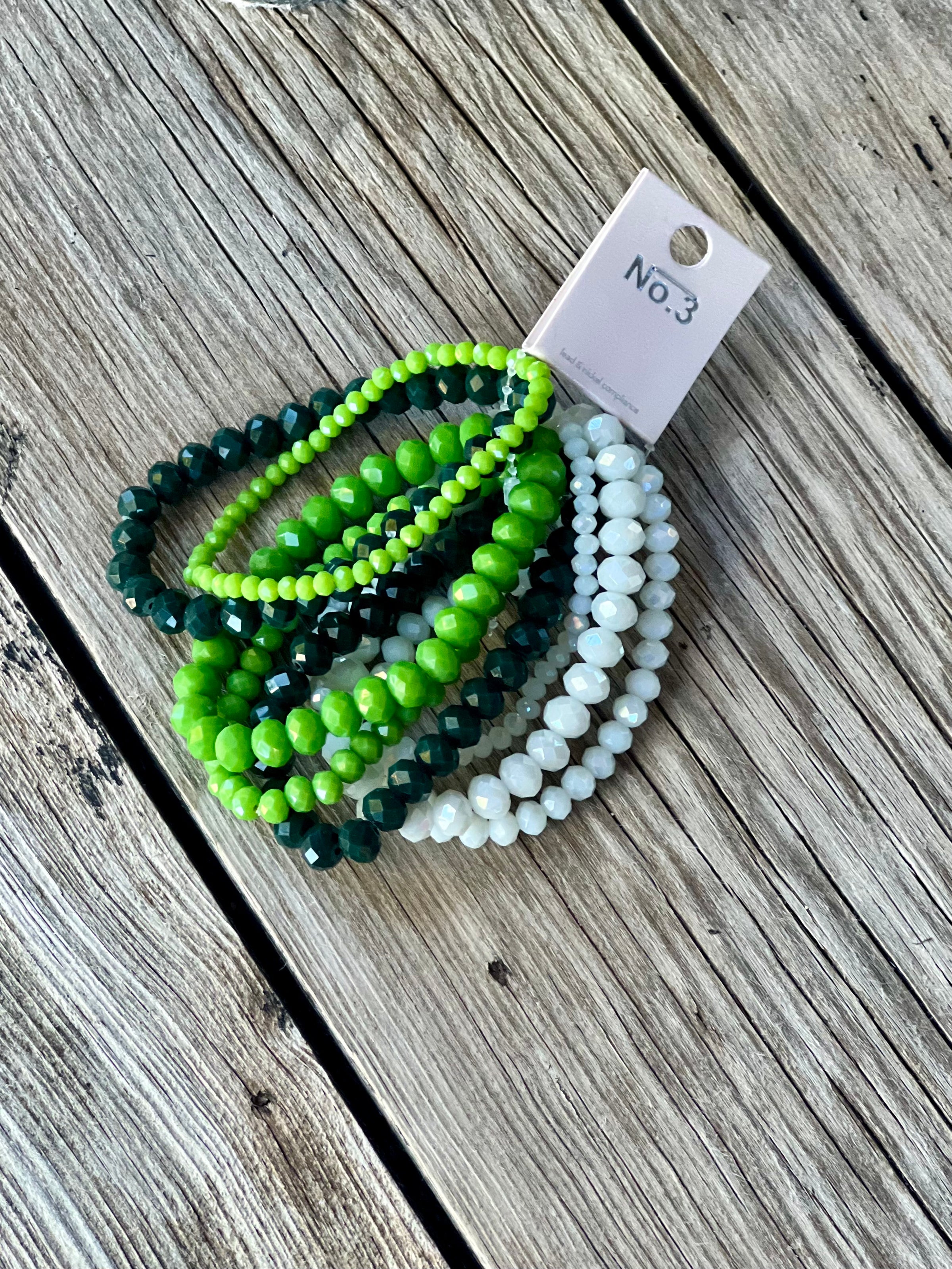 Shades of Green Bling Stack Bracelets